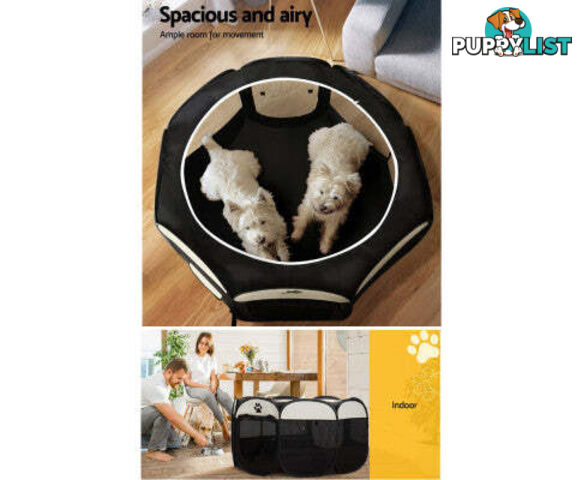 i.Pet Pet Dog Playpen Enclosure Crate 8 Panel Play Pen Tent Bag Fence Puppy - PET-DOGPLAYPEN-CL-3XL-BK