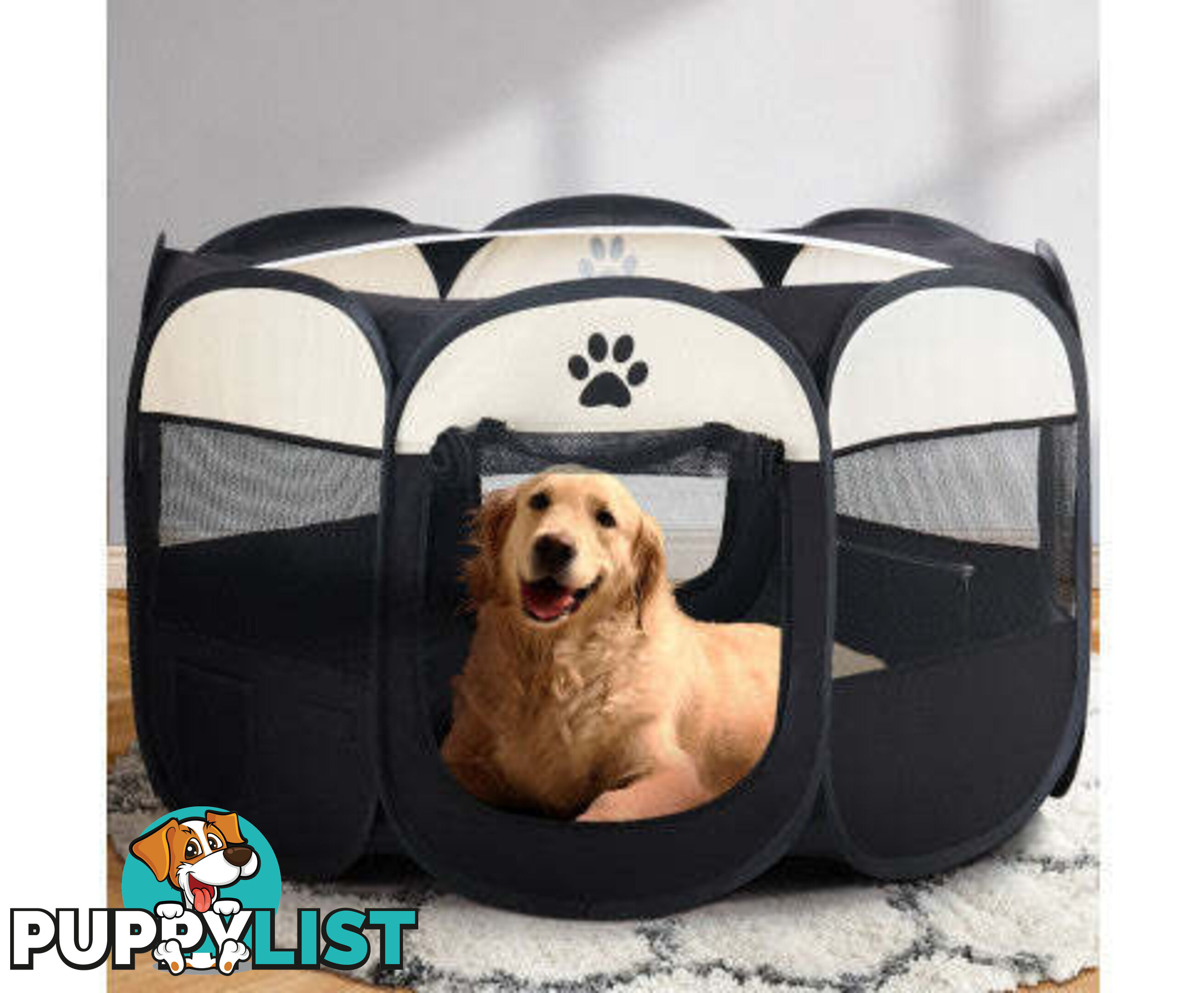 i.Pet Pet Dog Playpen Enclosure Crate 8 Panel Play Pen Tent Bag Fence Puppy - PET-DOGPLAYPEN-CL-3XL-BK