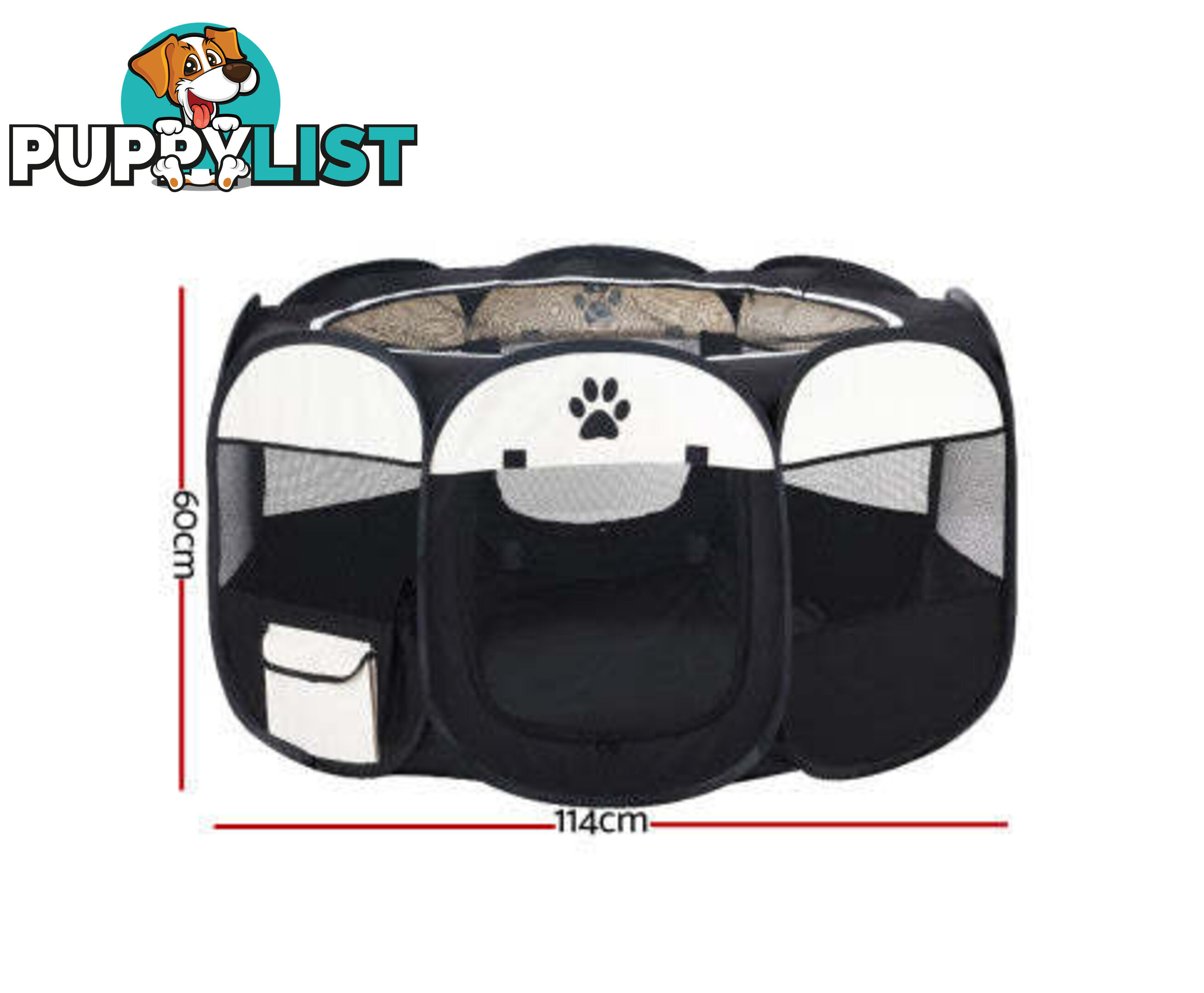 i.Pet Pet Dog Playpen Enclosure Crate 8 Panel Play Pen Tent Bag Fence Puppy - PET-DOGPLAYPEN-CL-3XL-BK