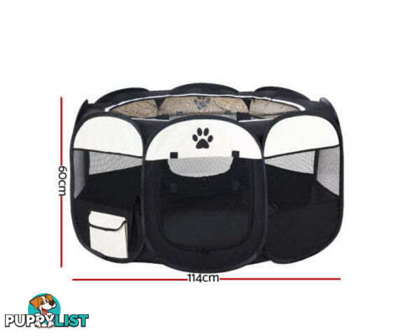 i.Pet Pet Dog Playpen Enclosure Crate 8 Panel Play Pen Tent Bag Fence Puppy - PET-DOGPLAYPEN-CL-3XL-BK