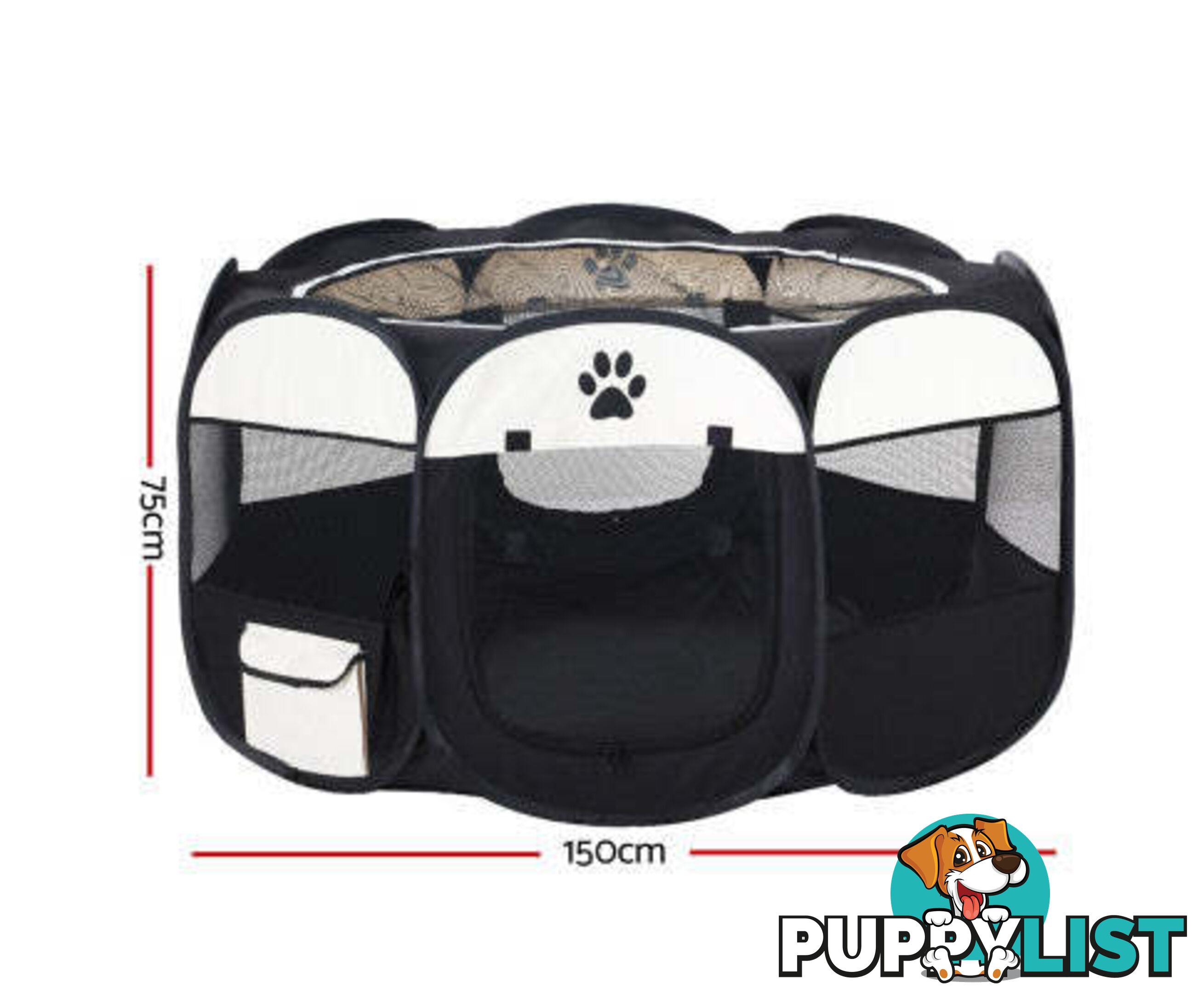i.Pet Pet Dog Playpen Enclosure Crate 8 Panel Play Pen Tent Bag Fence Puppy - PET-DOGPLAYPEN-CL-3XL-BK