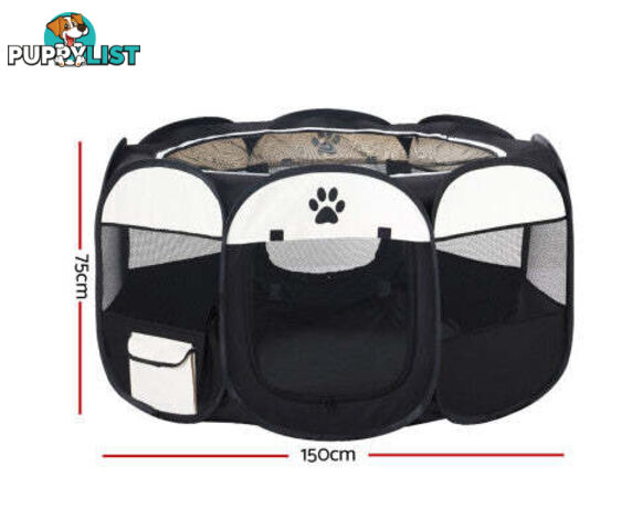 i.Pet Pet Dog Playpen Enclosure Crate 8 Panel Play Pen Tent Bag Fence Puppy - PET-DOGPLAYPEN-CL-3XL-BK