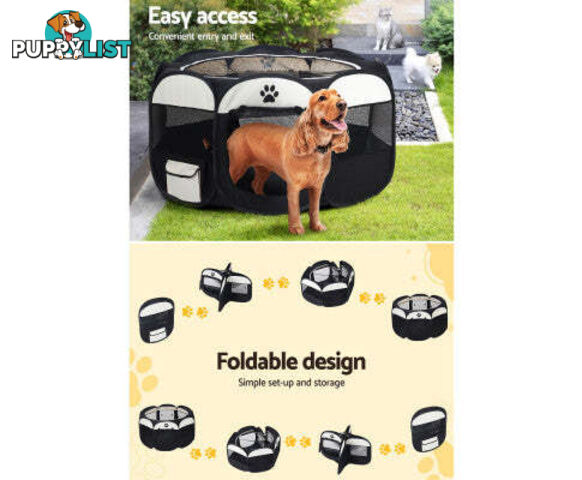 i.Pet Pet Dog Playpen Enclosure Crate 8 Panel Play Pen Tent Bag Fence Puppy - PET-DOGPLAYPEN-CL-3XL-BK