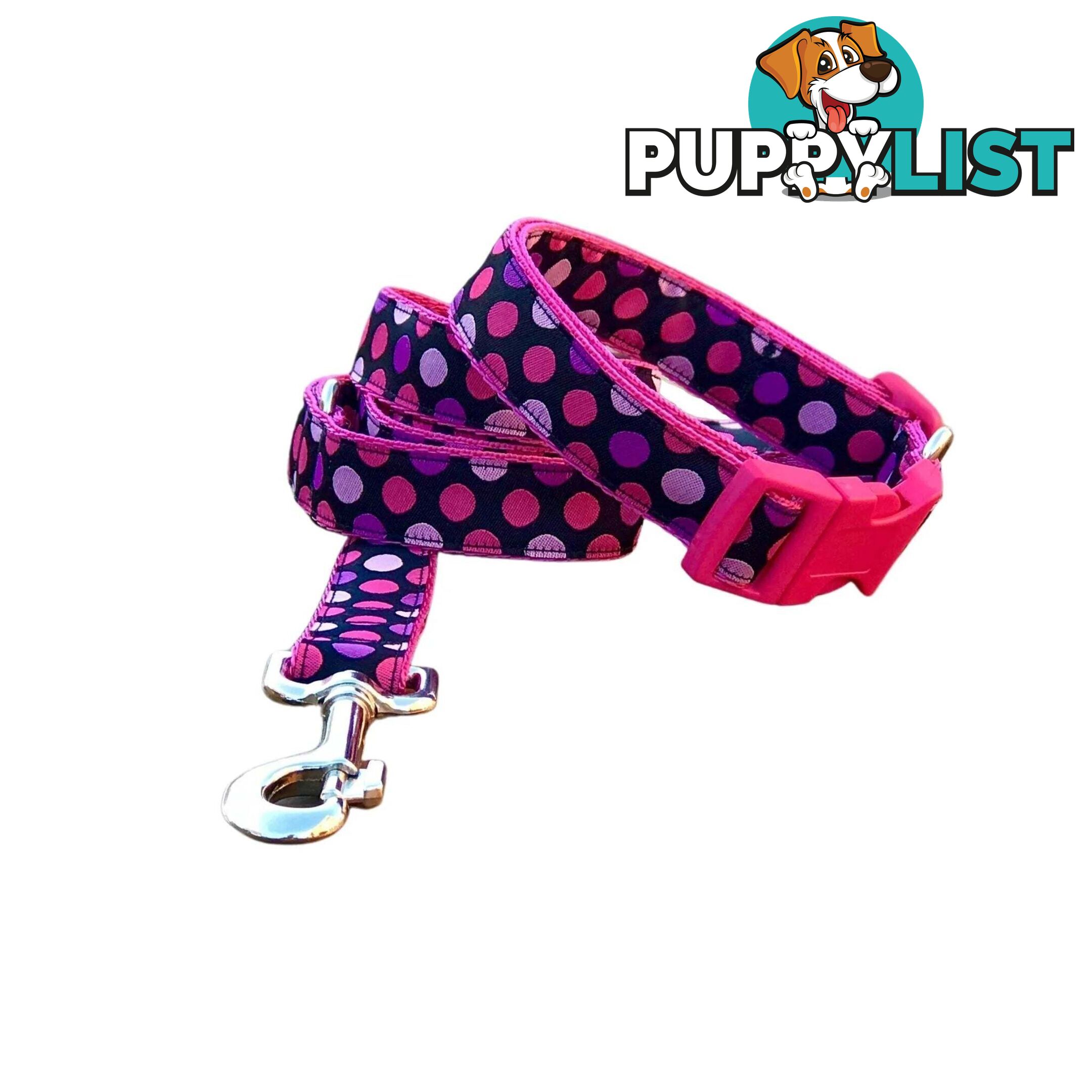 Pink Spot Dog Lead / Dog Leash - Hand Made by The Bark Side - TBSLDPIN201.2