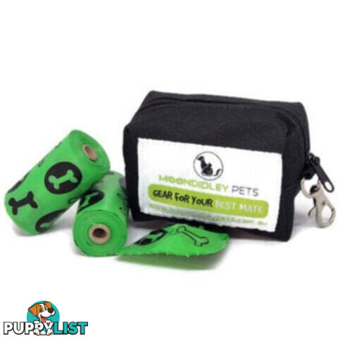 Poop Bag Holder with 2 Rolls Eco Friendly Poop Bags - Moondidley Pets - MDPPOOBAGPK