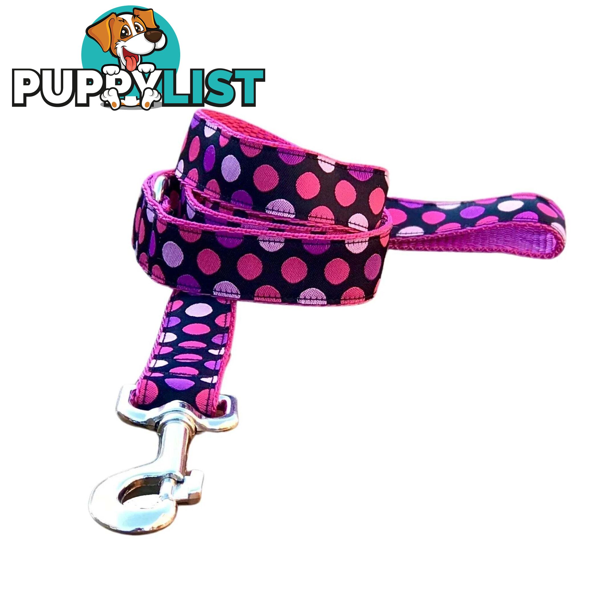 Pink Spot Dog Lead / Dog Leash - Hand Made by The Bark Side - TBSLDPIN251.8