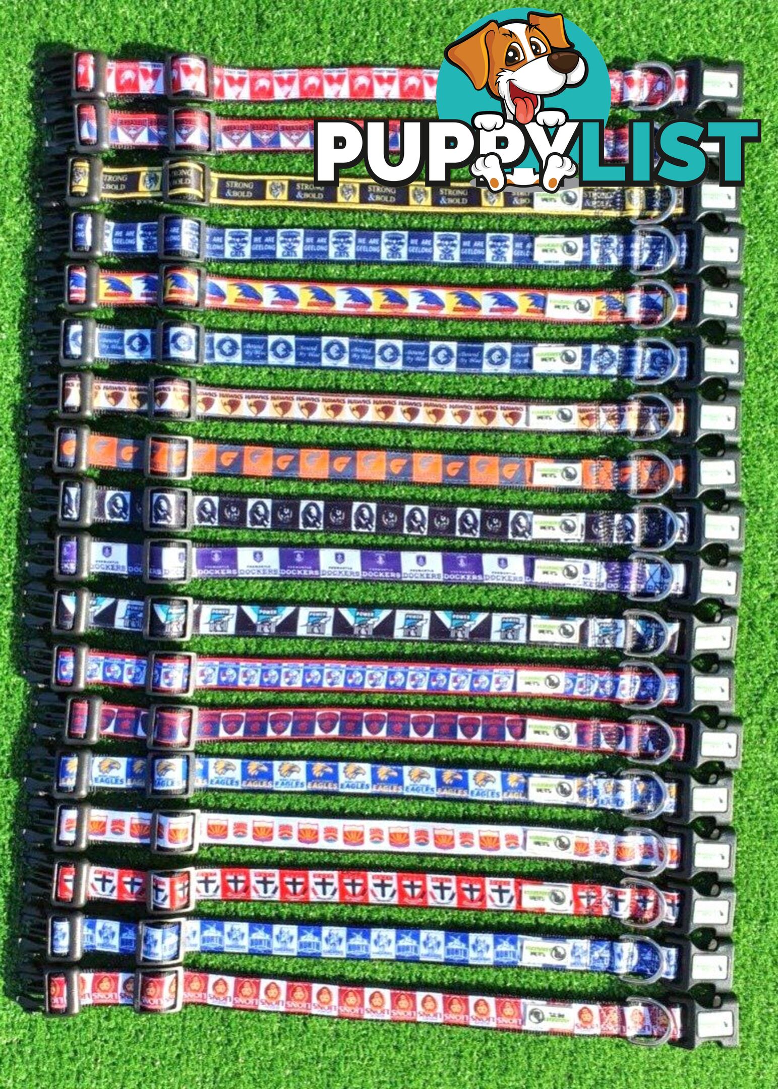 AFL Dog Collars, Footy - Aussie Rules - Moondidley Pets - MDPCOLAFLLSKS