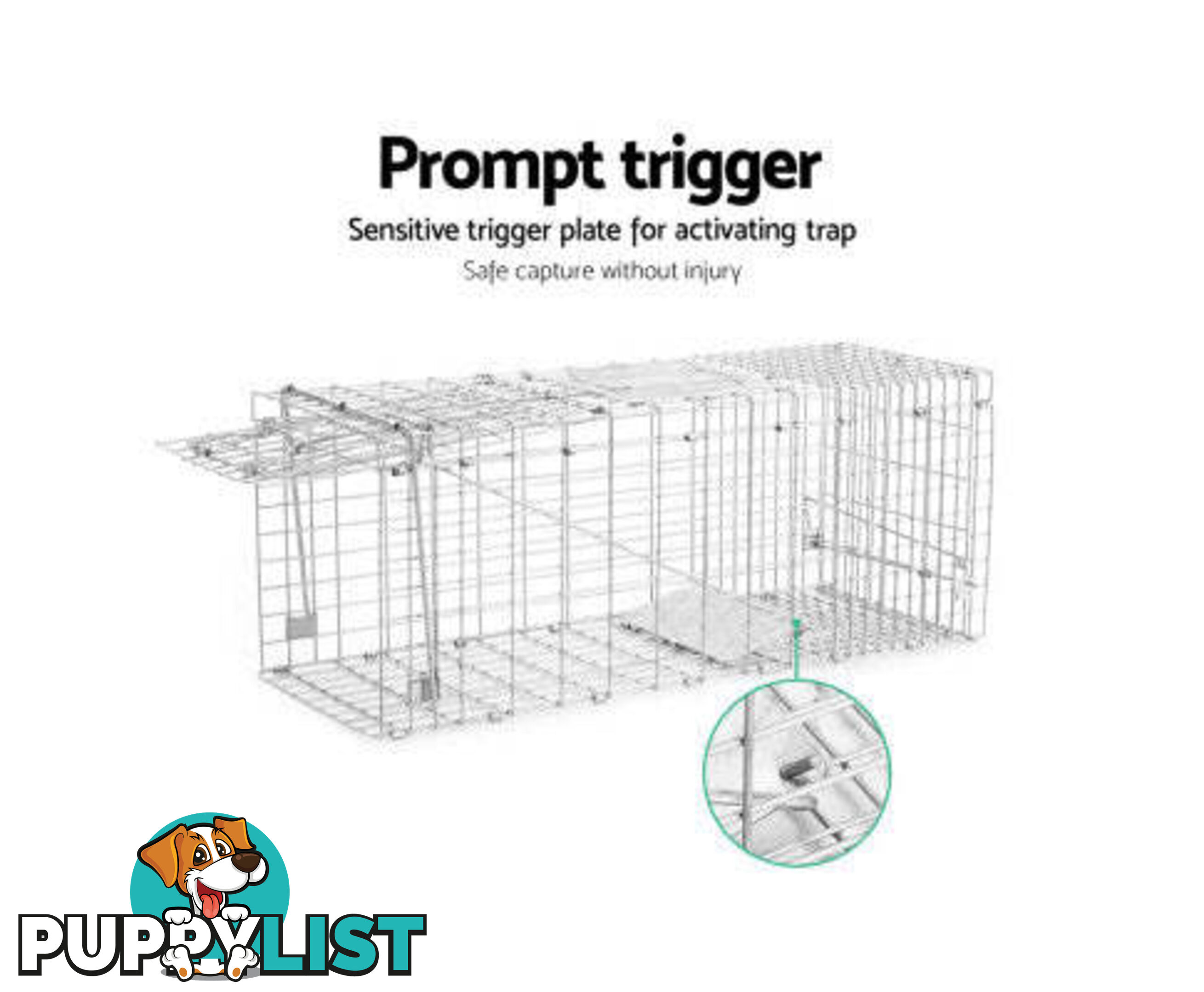 Humane Animal Trap Cage 66 x 23 x 25cm  - Silver - TRAP-CAGE-6623