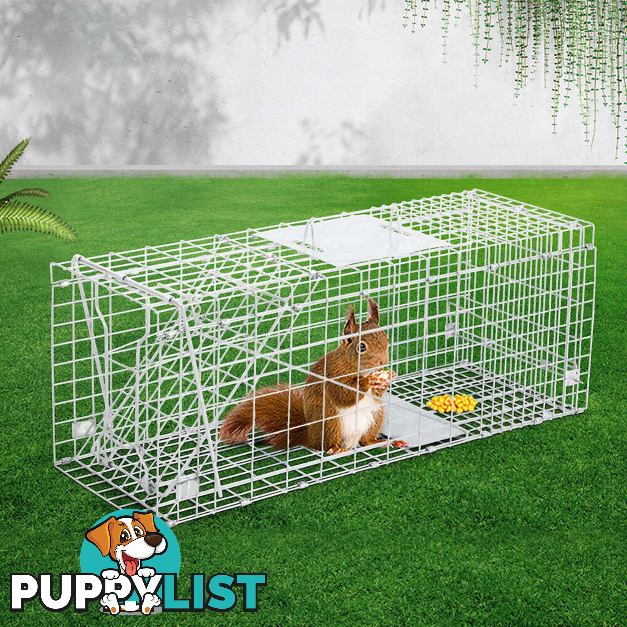 Humane Animal Trap Cage 66 x 23 x 25cm  - Silver - TRAP-CAGE-6623
