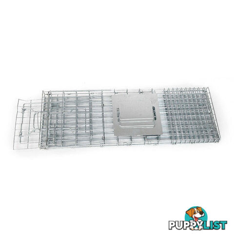 Humane Animal Trap Cage 66 x 23 x 25cm  - Silver - TRAP-CAGE-6623