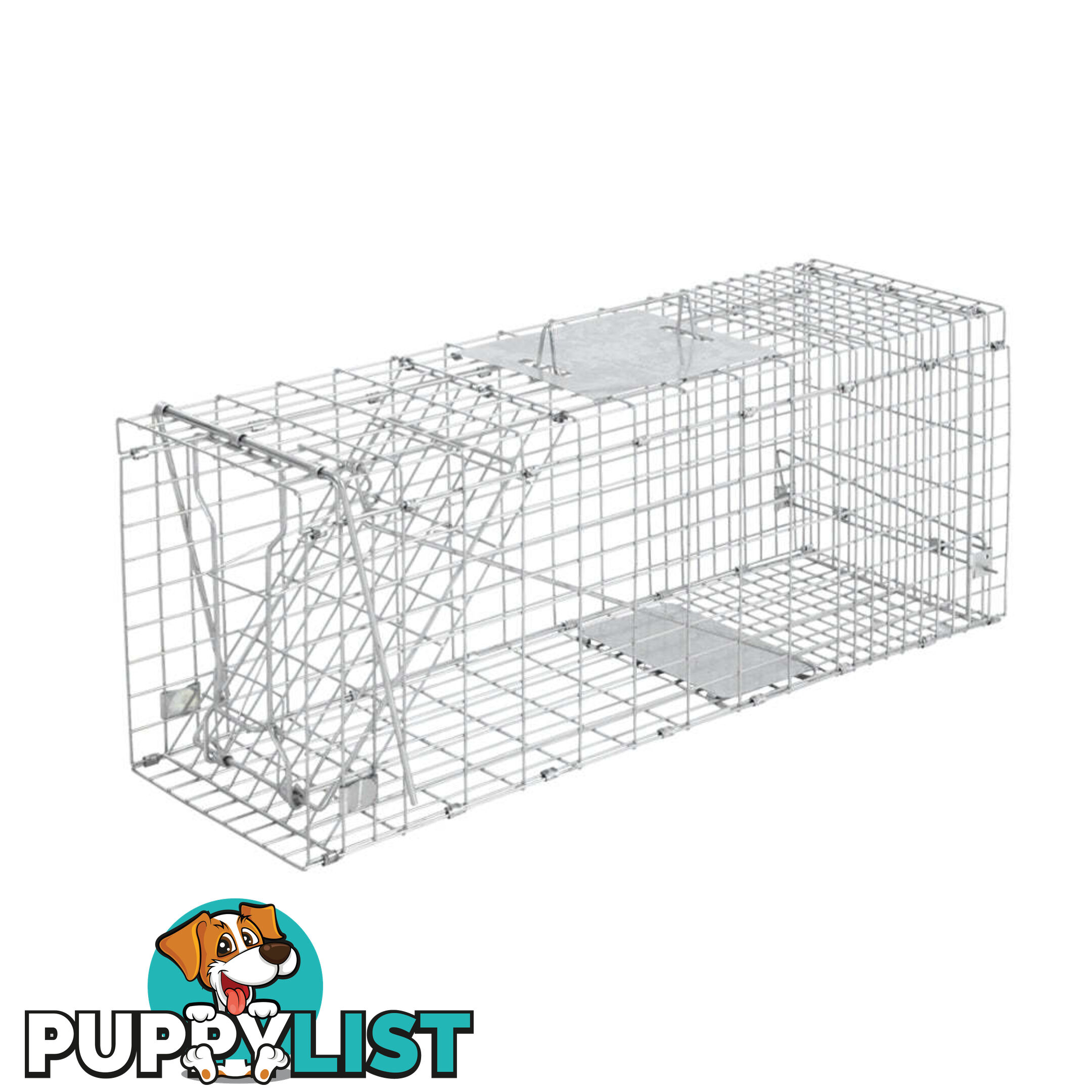 Humane Animal Trap Cage 66 x 23 x 25cm  - Silver - TRAP-CAGE-6623