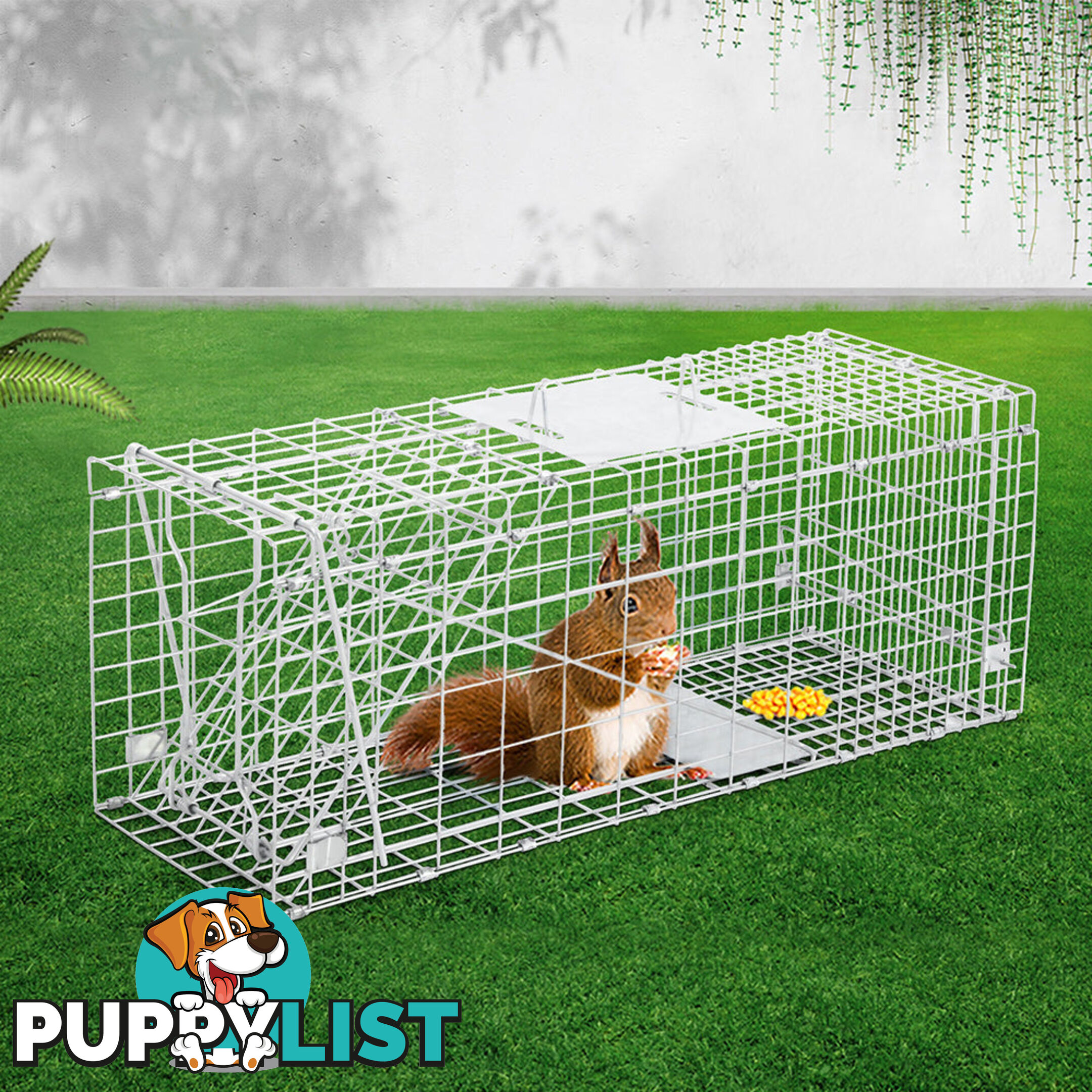 Humane Animal Trap Cage 66 x 23 x 25cm  - Silver - TRAP-CAGE-6623