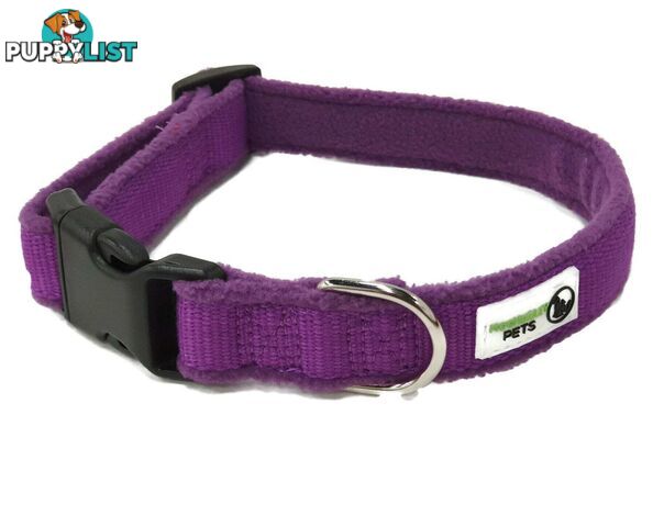 100% Pure Bamboo Fibre w/Fleece Lining Dog Collar Plastic Buckle - Moondidley Pets - MDPCOLFLEMRED