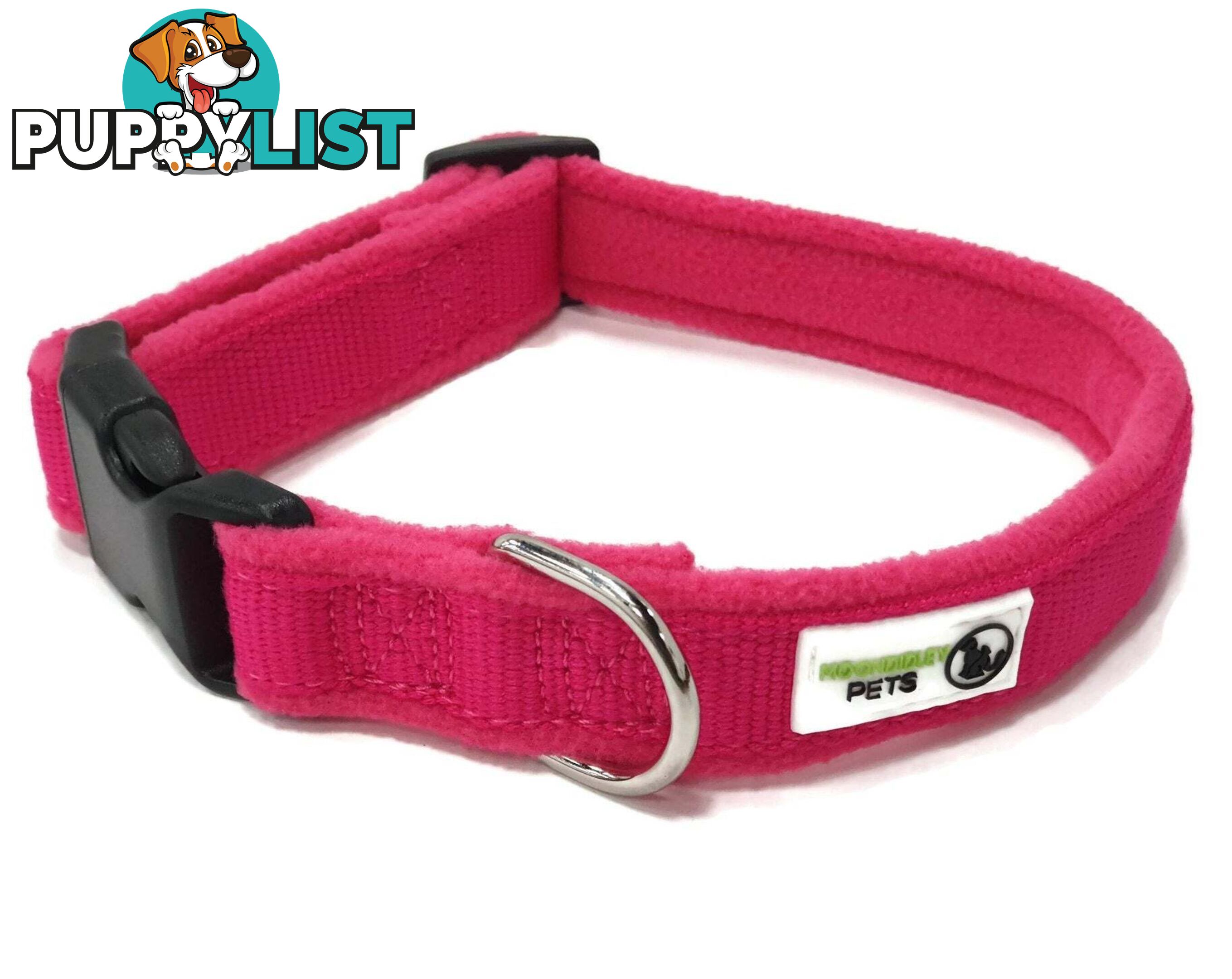 100% Pure Bamboo Fibre w/Fleece Lining Dog Collar Plastic Buckle - Moondidley Pets - MDPCOLFLEMRED
