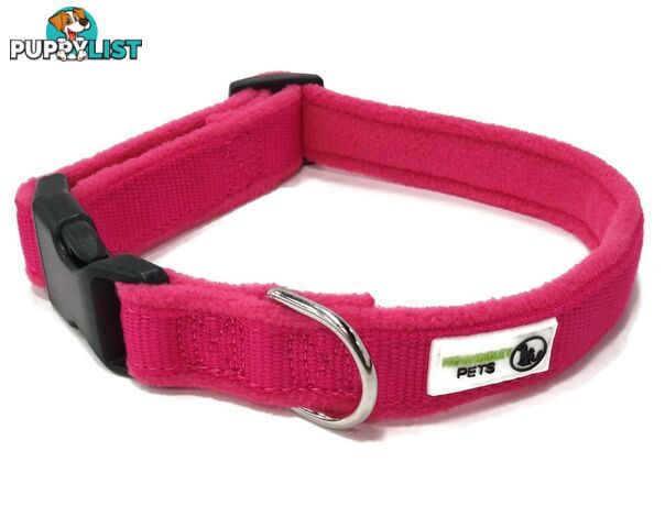 100% Pure Bamboo Fibre w/Fleece Lining Dog Collar Plastic Buckle - Moondidley Pets - MDPCOLFLEMRED
