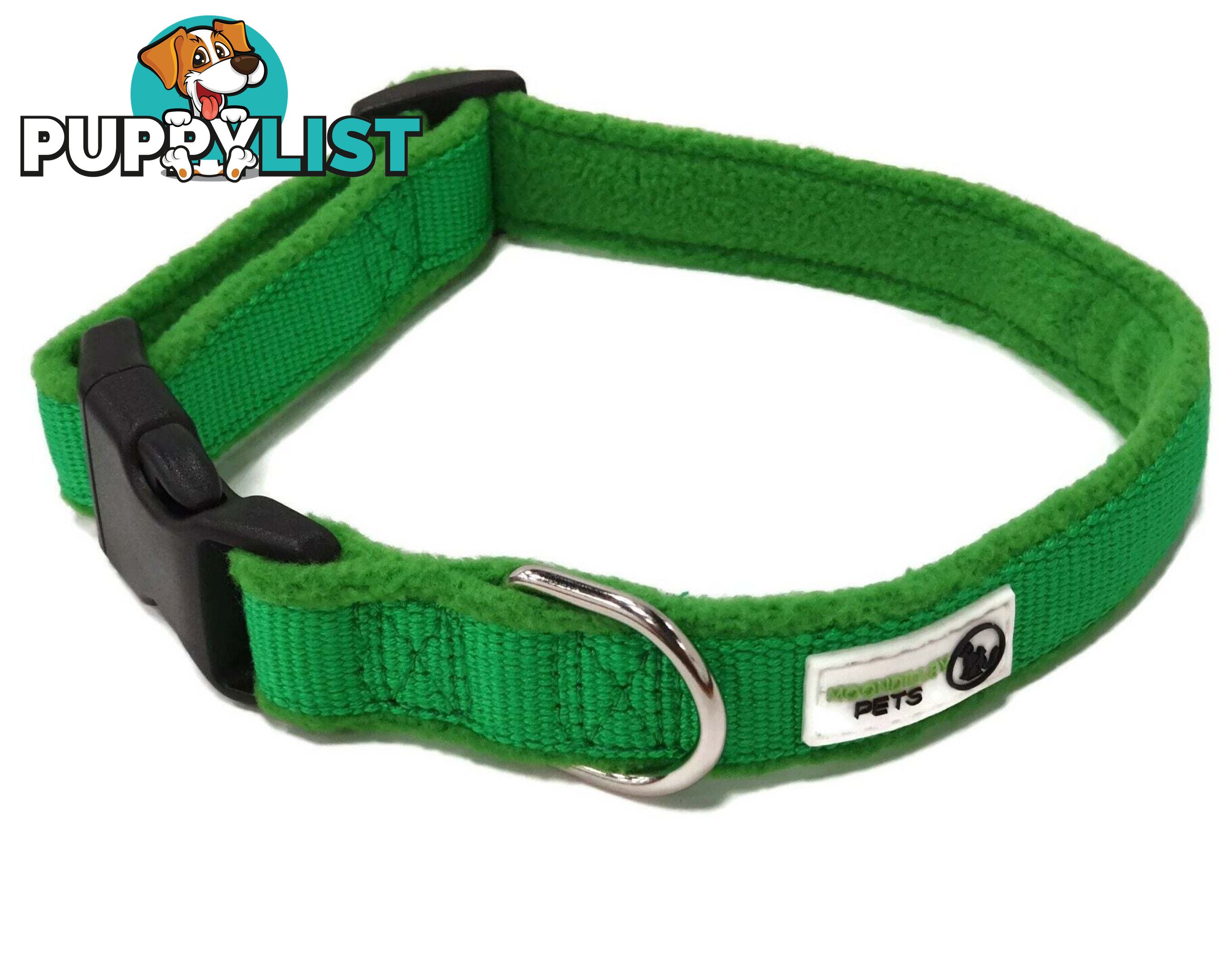 100% Pure Bamboo Fibre w/Fleece Lining Dog Collar Plastic Buckle - Moondidley Pets - MDPCOLFLEMRED