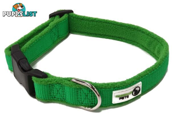 100% Pure Bamboo Fibre w/Fleece Lining Dog Collar Plastic Buckle - Moondidley Pets - MDPCOLFLEMRED