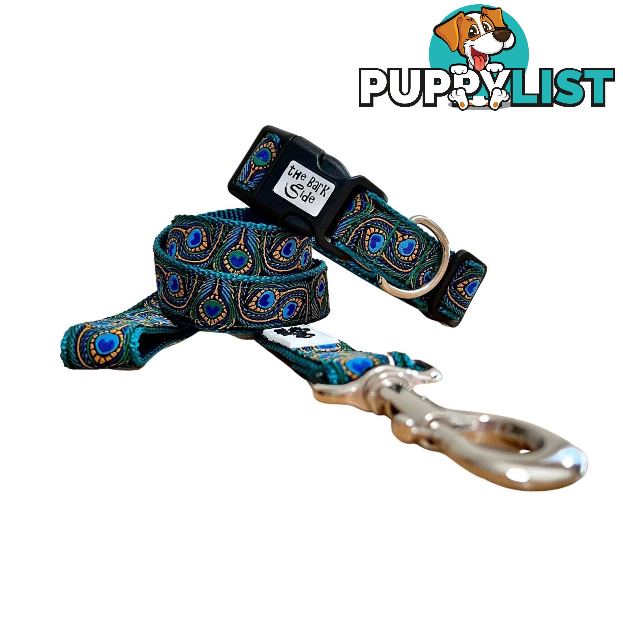 Peacock Feather Dog Lead / Leash - Hand Made by The Bark Side - TBSLDPEABLU201.5