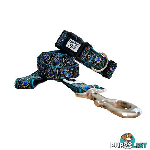 Peacock Feather Dog Lead / Leash - Hand Made by The Bark Side - TBSLDPEABLU201.5