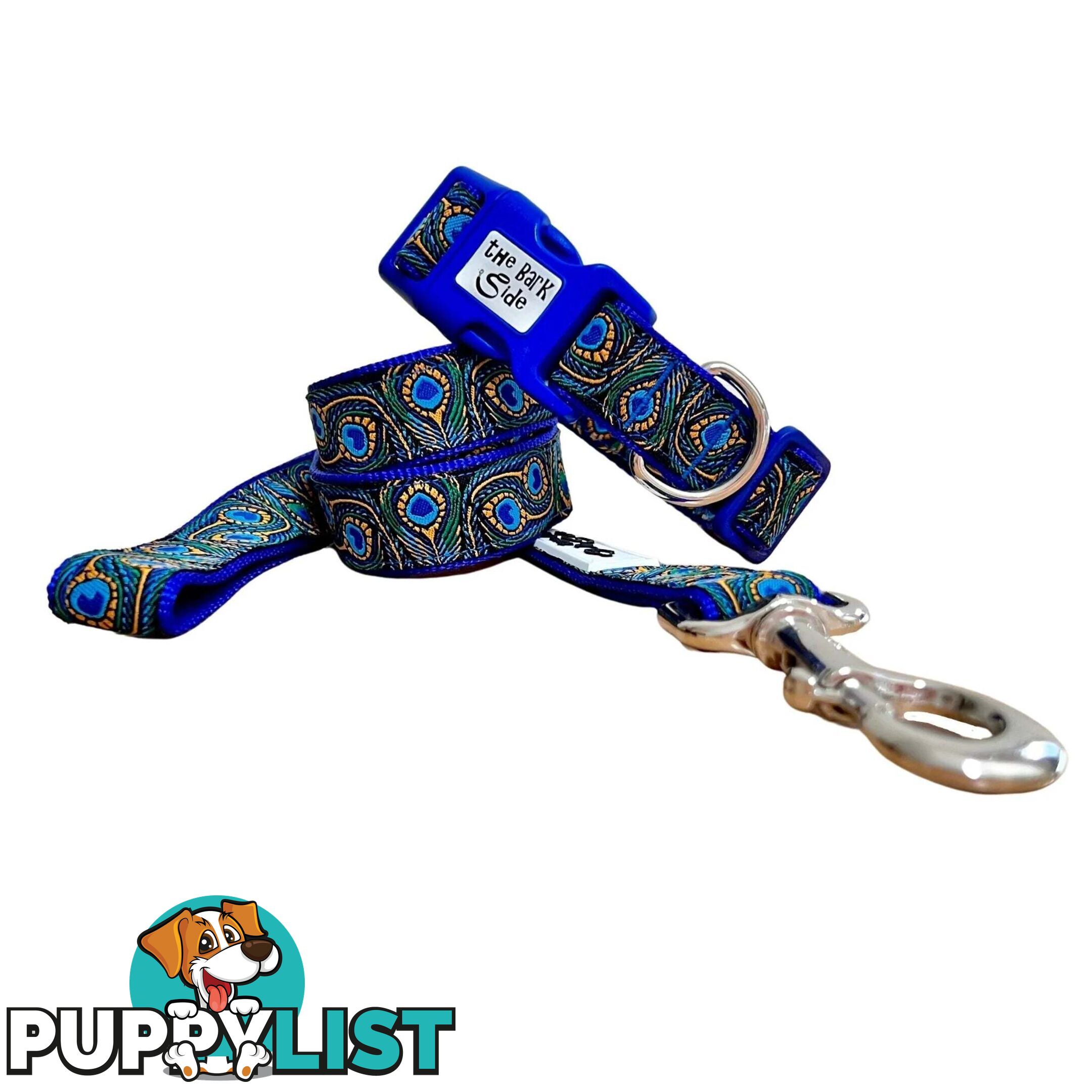 Peacock Feather Dog Lead / Leash - Hand Made by The Bark Side - TBSLDPEABLU201.5