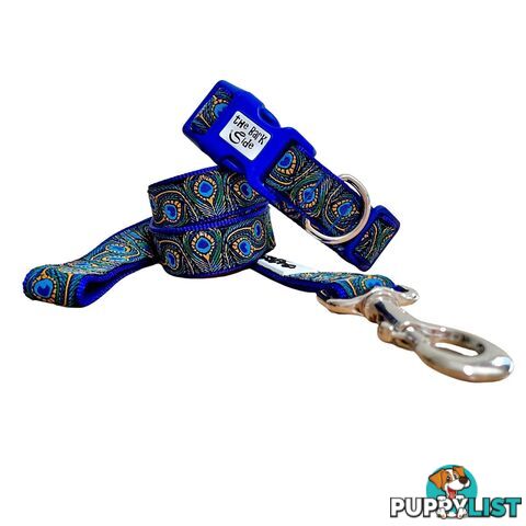 Peacock Feather Dog Lead / Leash - Hand Made by The Bark Side - TBSLDPEABLU201.5