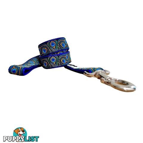 Peacock Feather Dog Lead / Leash - Hand Made by The Bark Side - TBSLDPEABLU201.5
