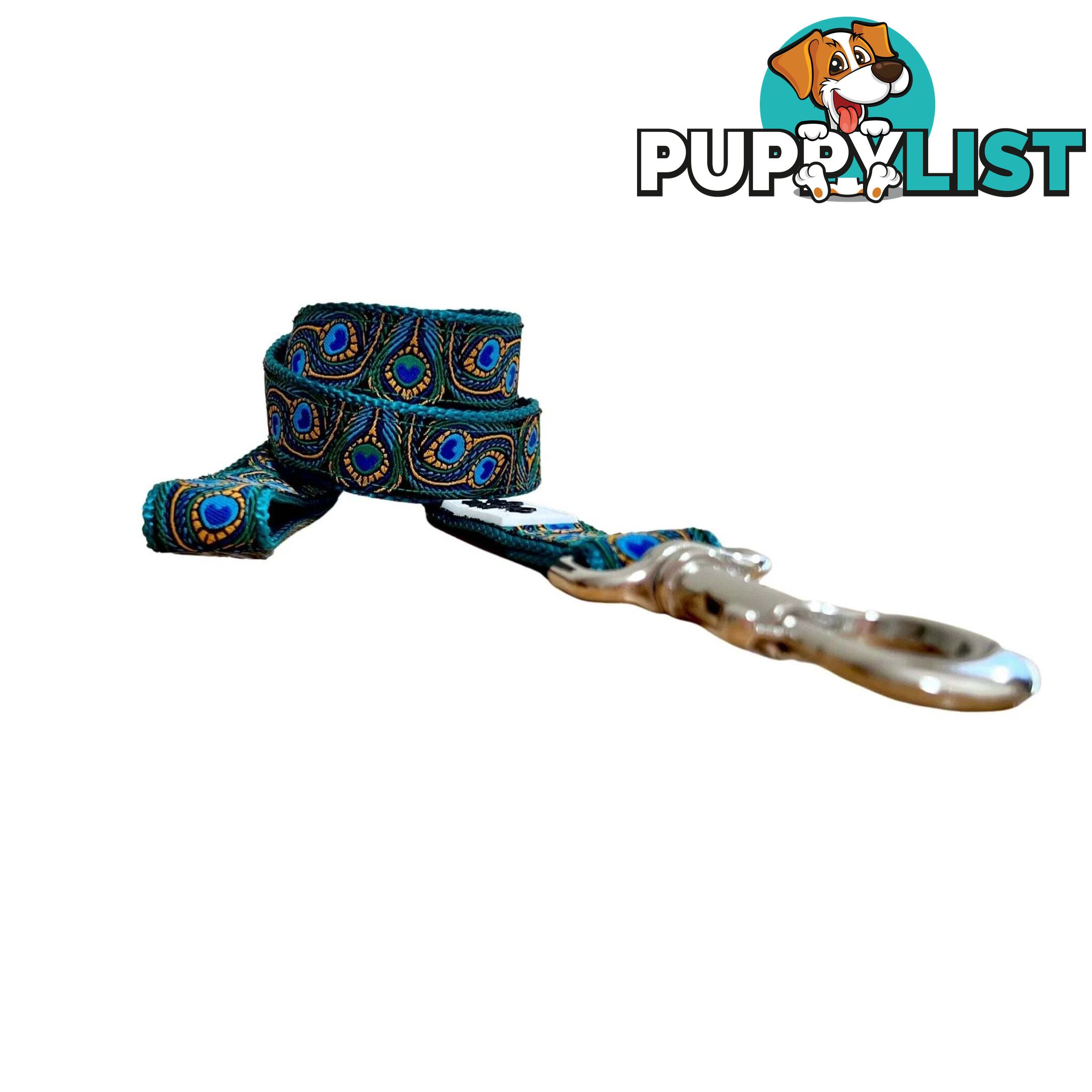 Peacock Feather Dog Lead / Leash - Hand Made by The Bark Side - TBSLDPEABLU201.5