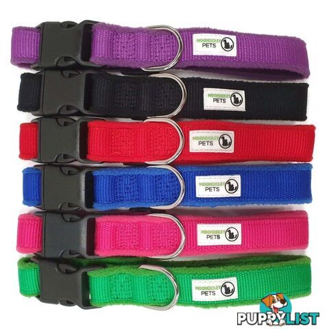 100% Pure Bamboo Fibre w/Fleece Lining Dog Collar Plastic Buckle - Moondidley Pets - MCPCOLFLELRED