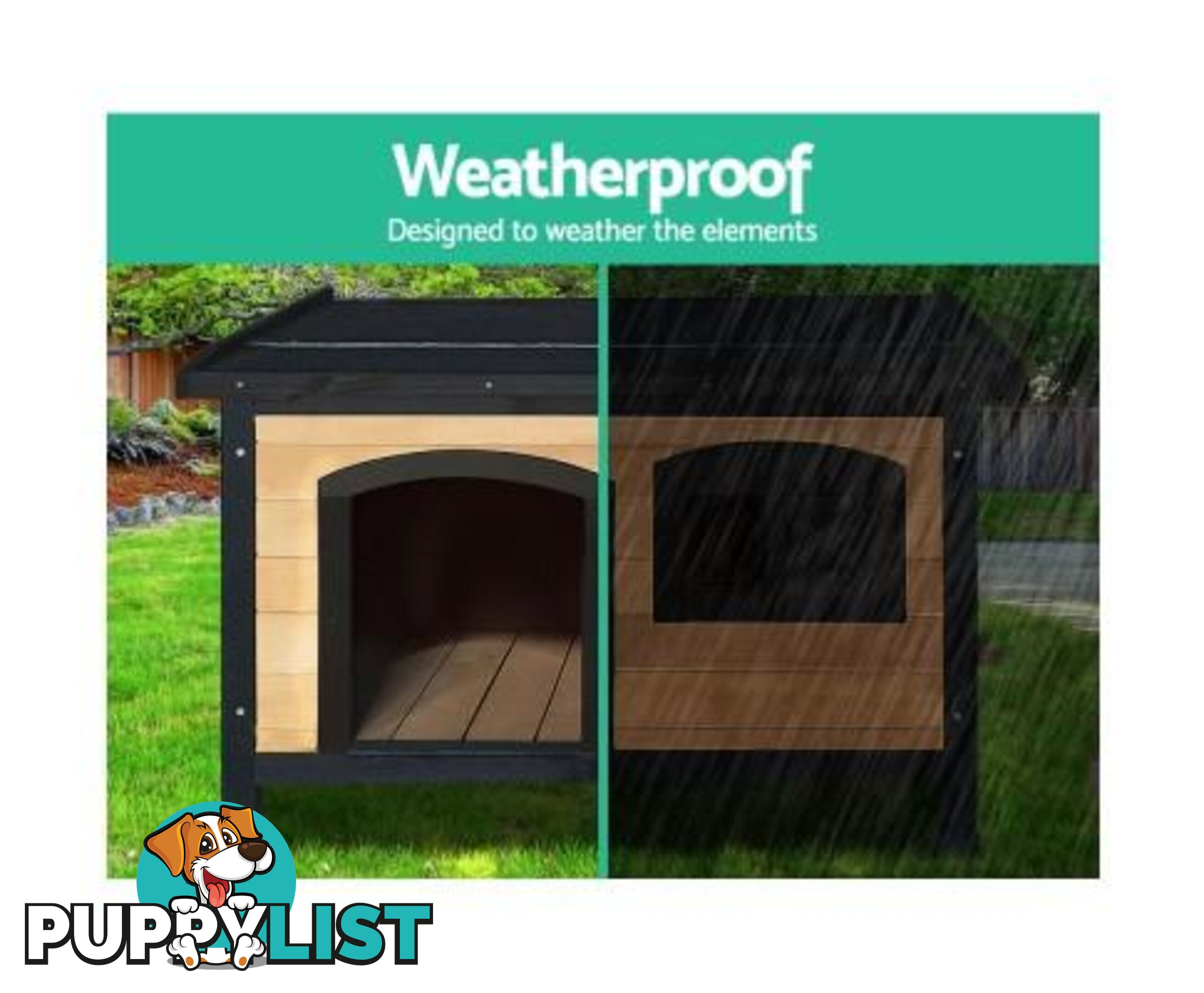 i.Pet Large Wooden Pet Kennel - PET-GT-DH5-M-BK