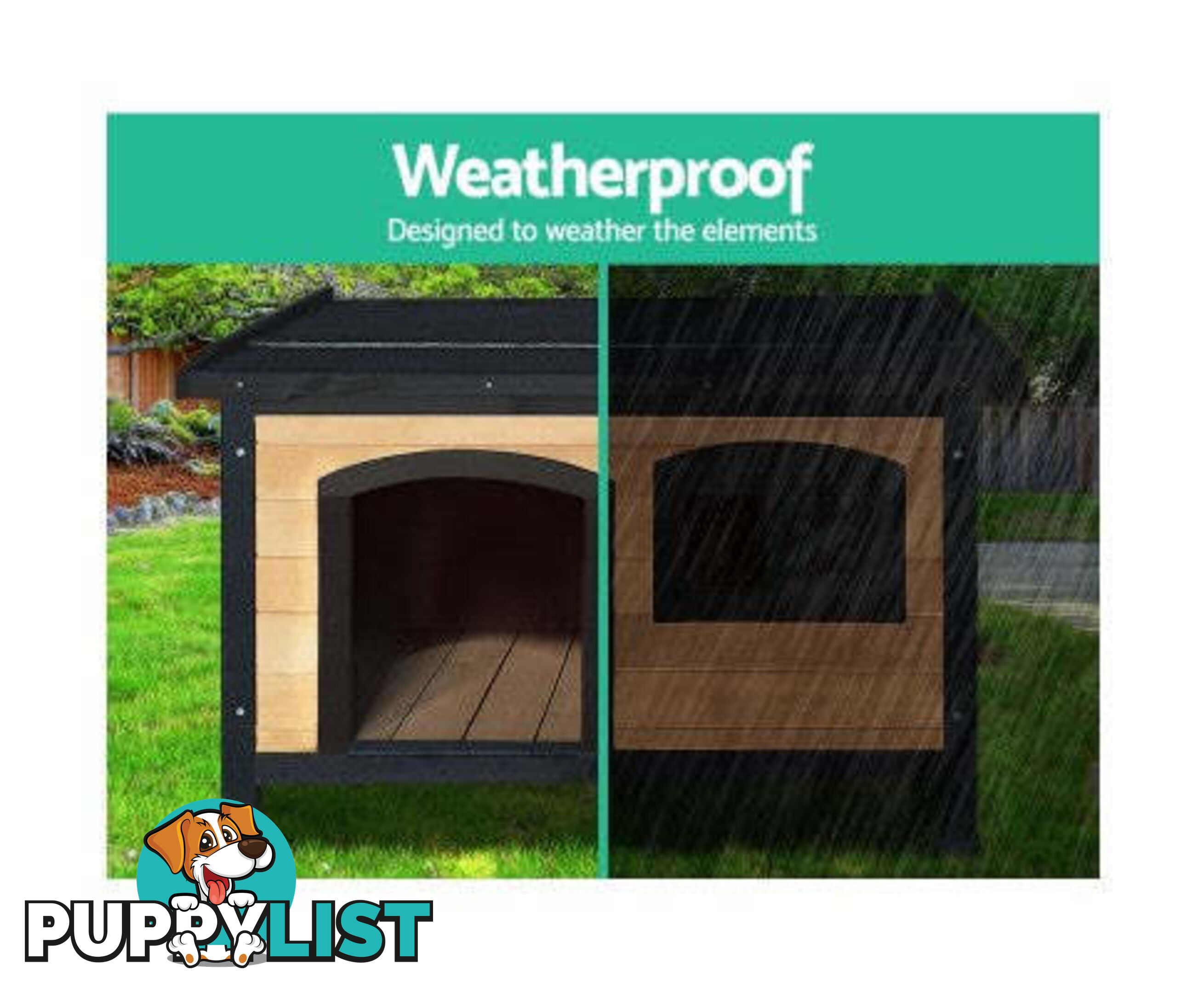 i.Pet Large Wooden Pet Kennel - PET-GT-DH5-M-BK