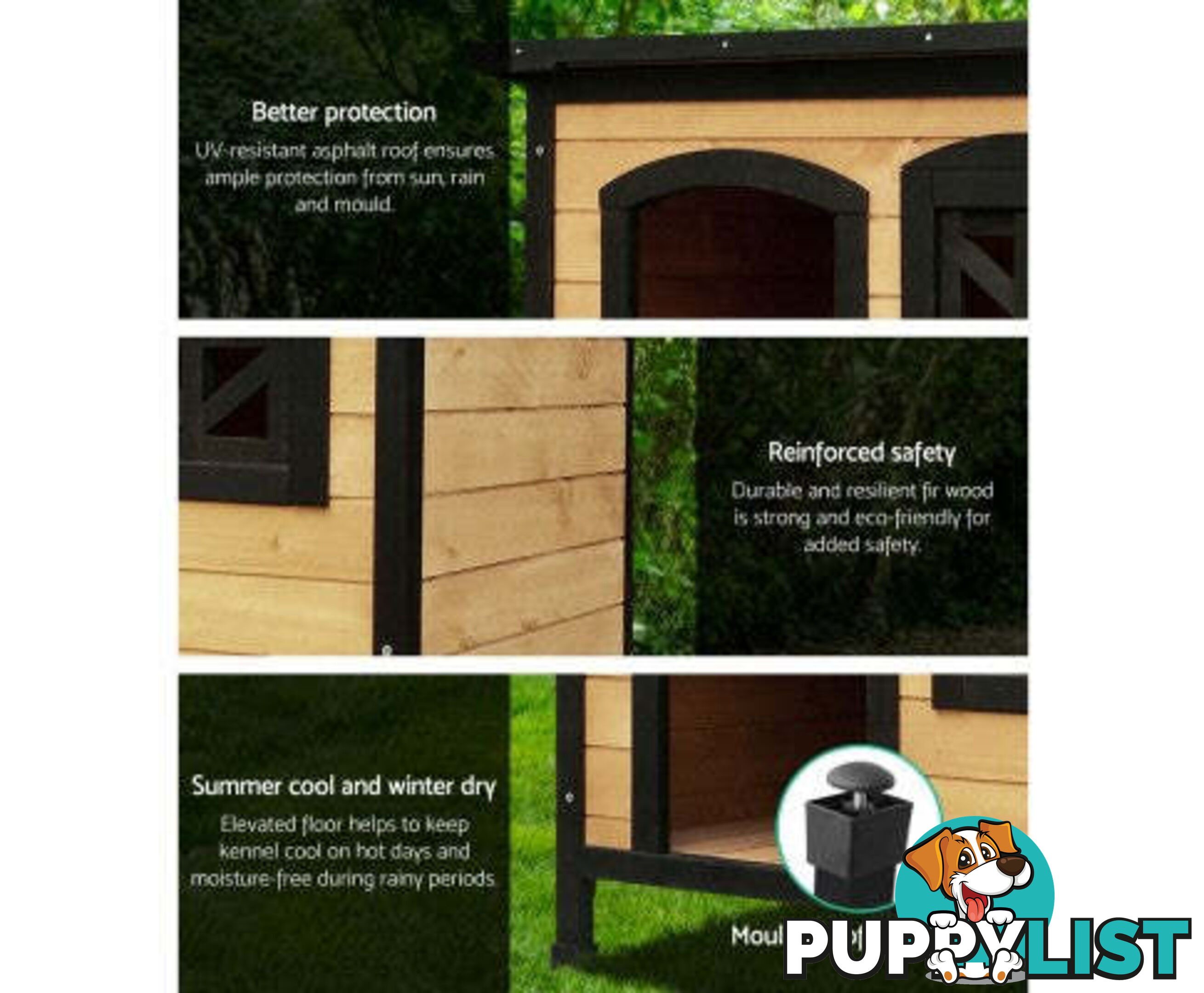 i.Pet Large Wooden Pet Kennel - PET-GT-DH5-M-BK