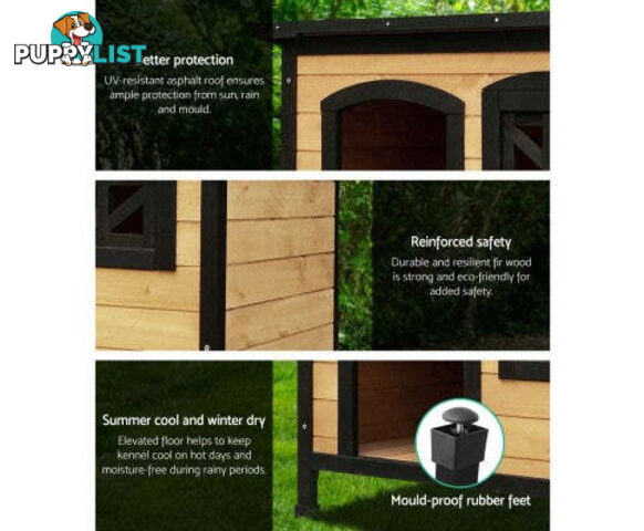 i.Pet Large Wooden Pet Kennel - PET-GT-DH5-M-BK