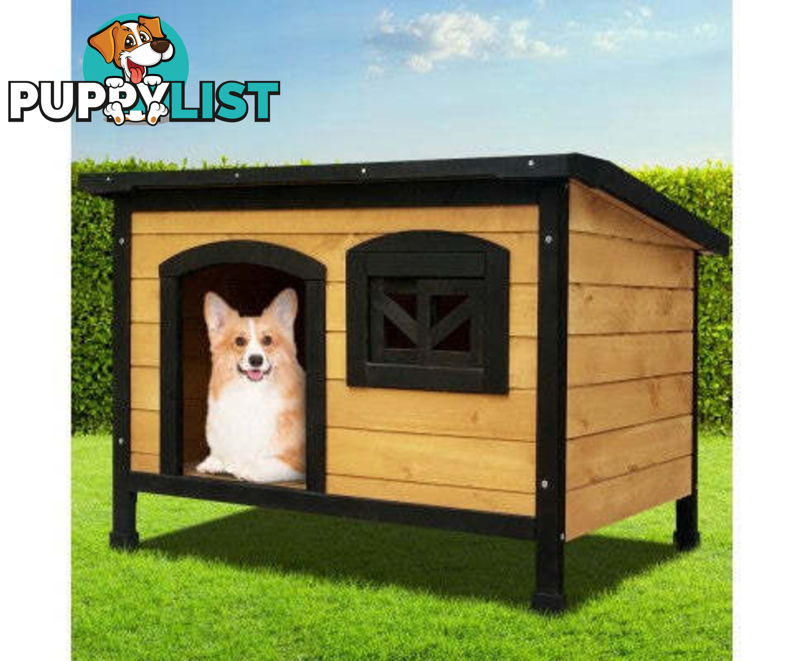 i.Pet Large Wooden Pet Kennel - PET-GT-DH5-M-BK