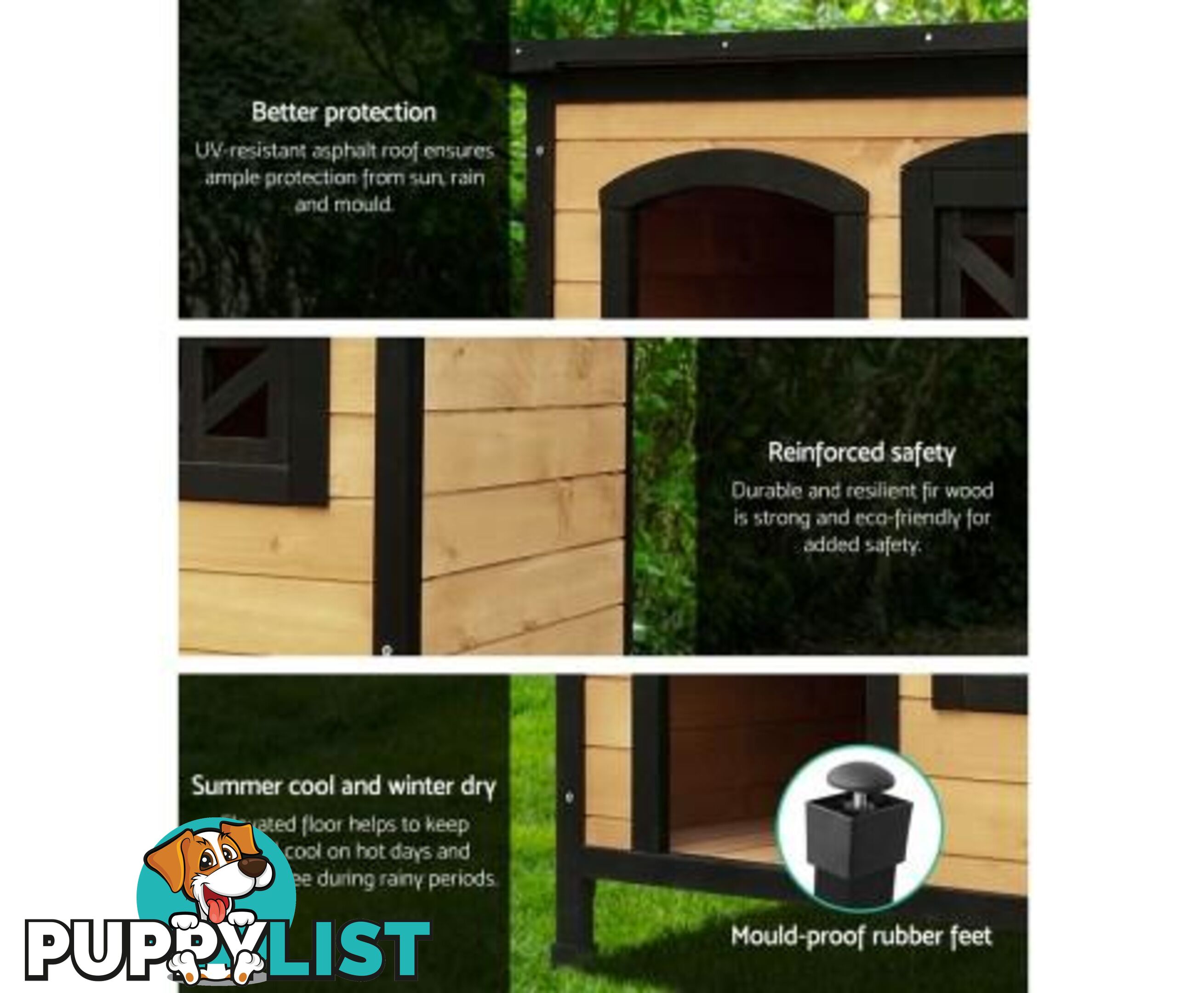 i.Pet Large Wooden Pet Kennel - PET-GT-DH5-M-BK