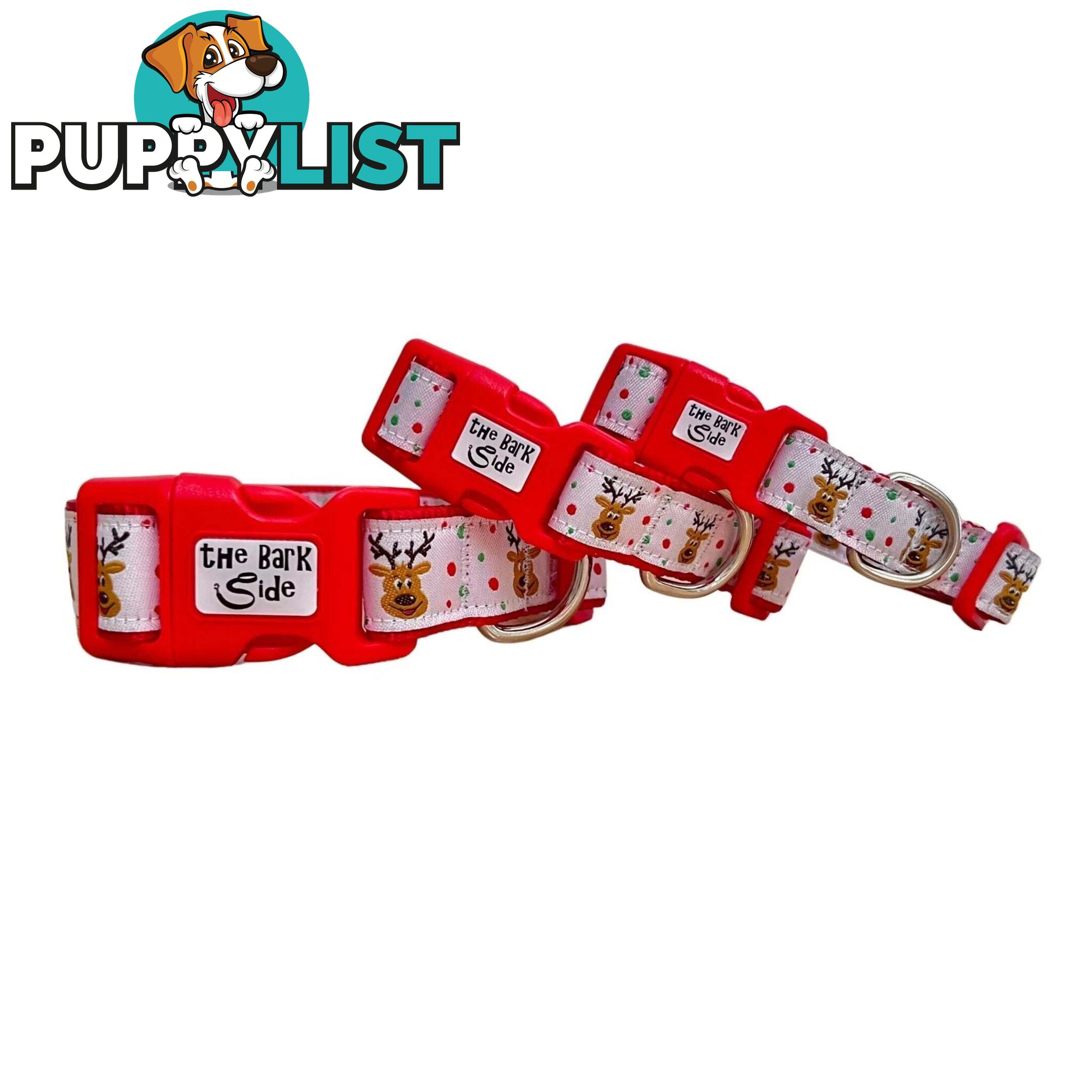 Christmas Dog Collar / Reindeer / Santa / XS - L - Hand Made by The Bark Side - TBSCHRLGEMER