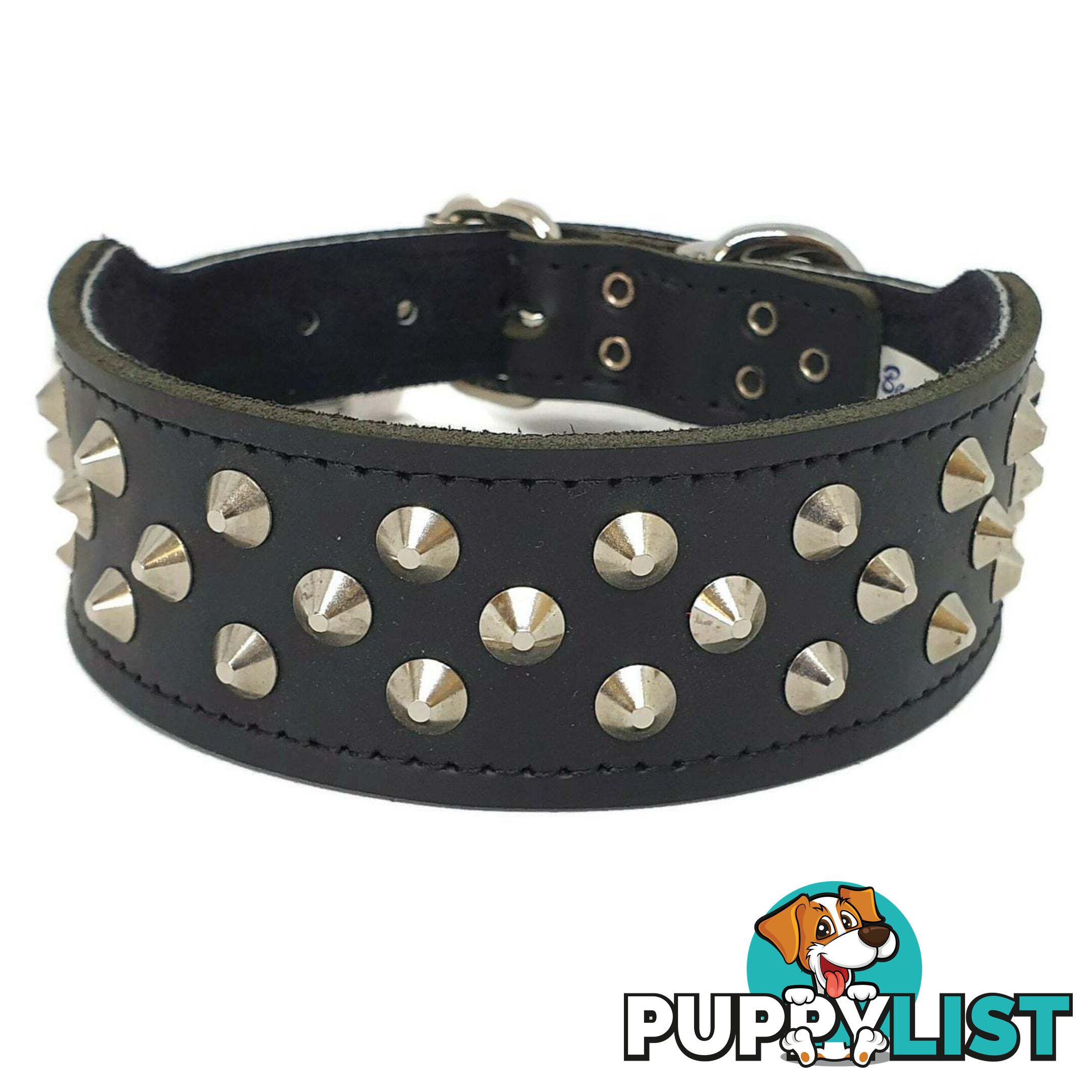 Staffy Leather Studded Dog Collar - Beau Pets - JPP-1055-BLK