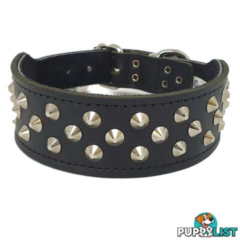 Staffy Leather Studded Dog Collar - Beau Pets - JPP-1055-BLK