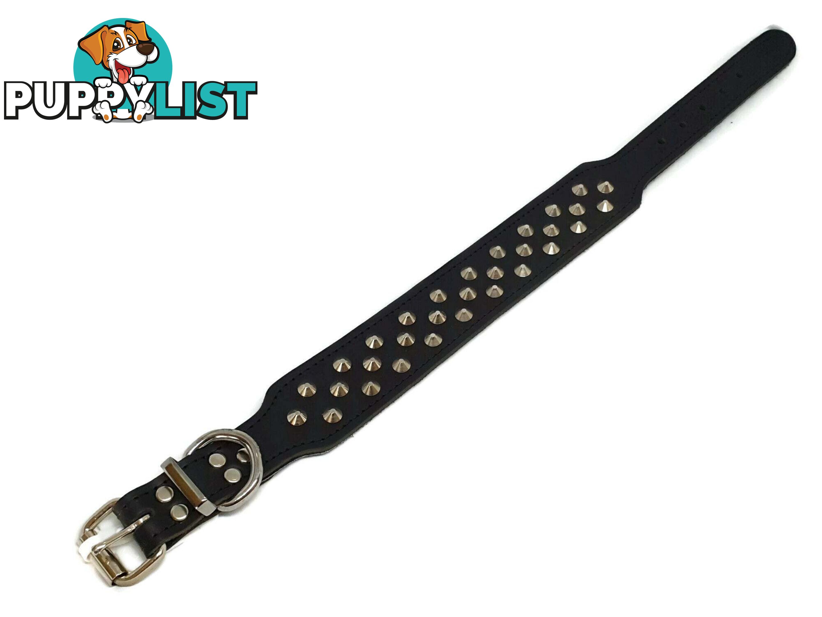 Staffy Leather Studded Dog Collar - Beau Pets - JPP-1055-BLK