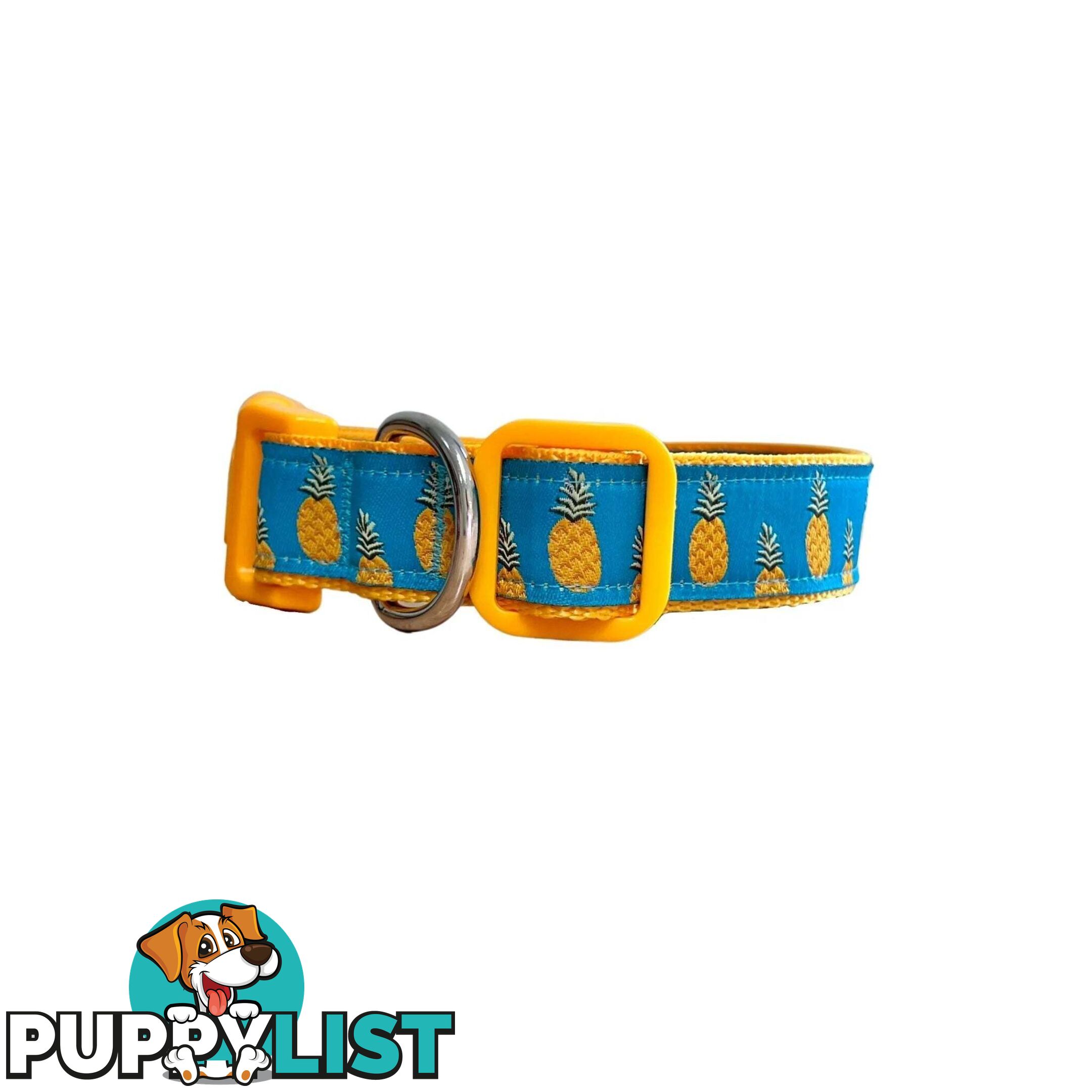 Pineapple Dog Collar - Hand Made by The Bark Side - TBSPIN1M