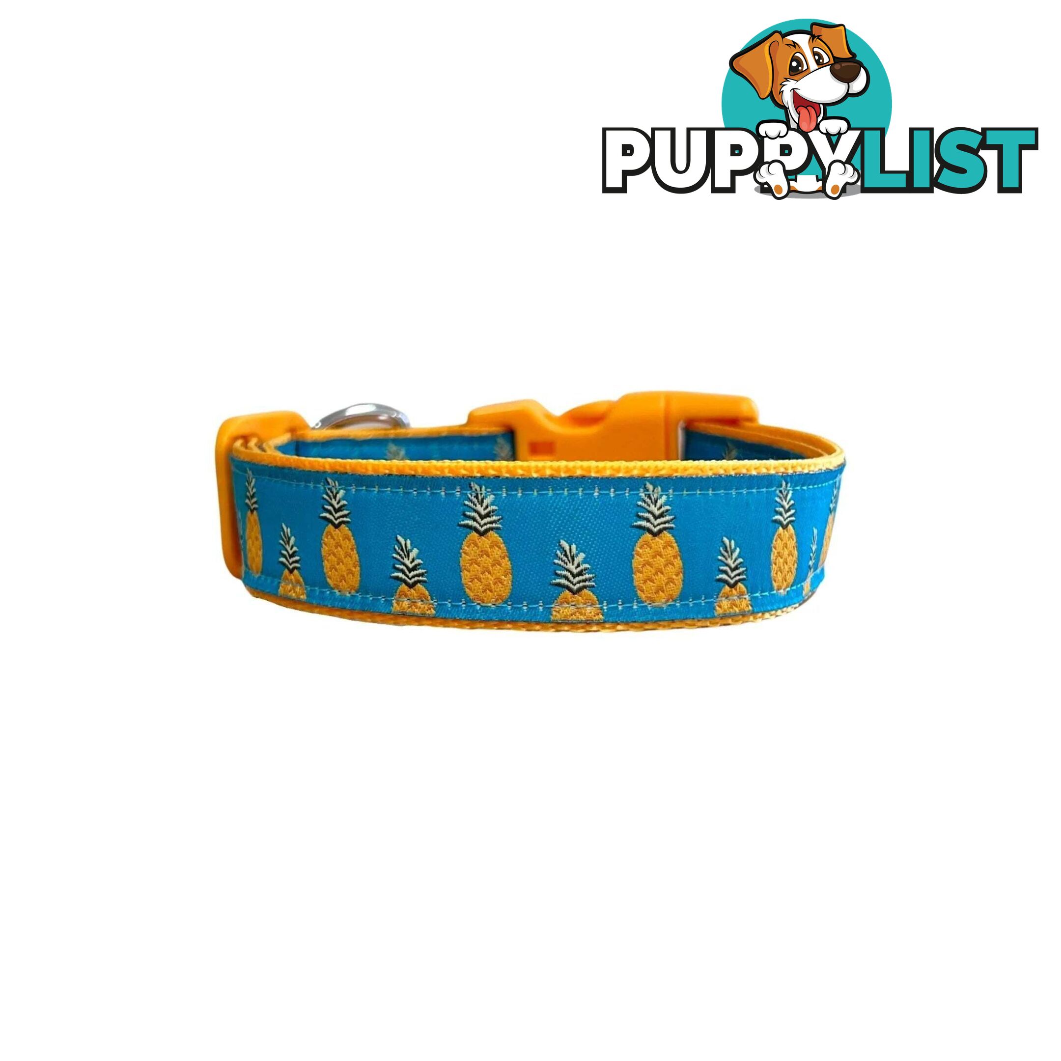 Pineapple Dog Collar - Hand Made by The Bark Side - TBSPIN1M
