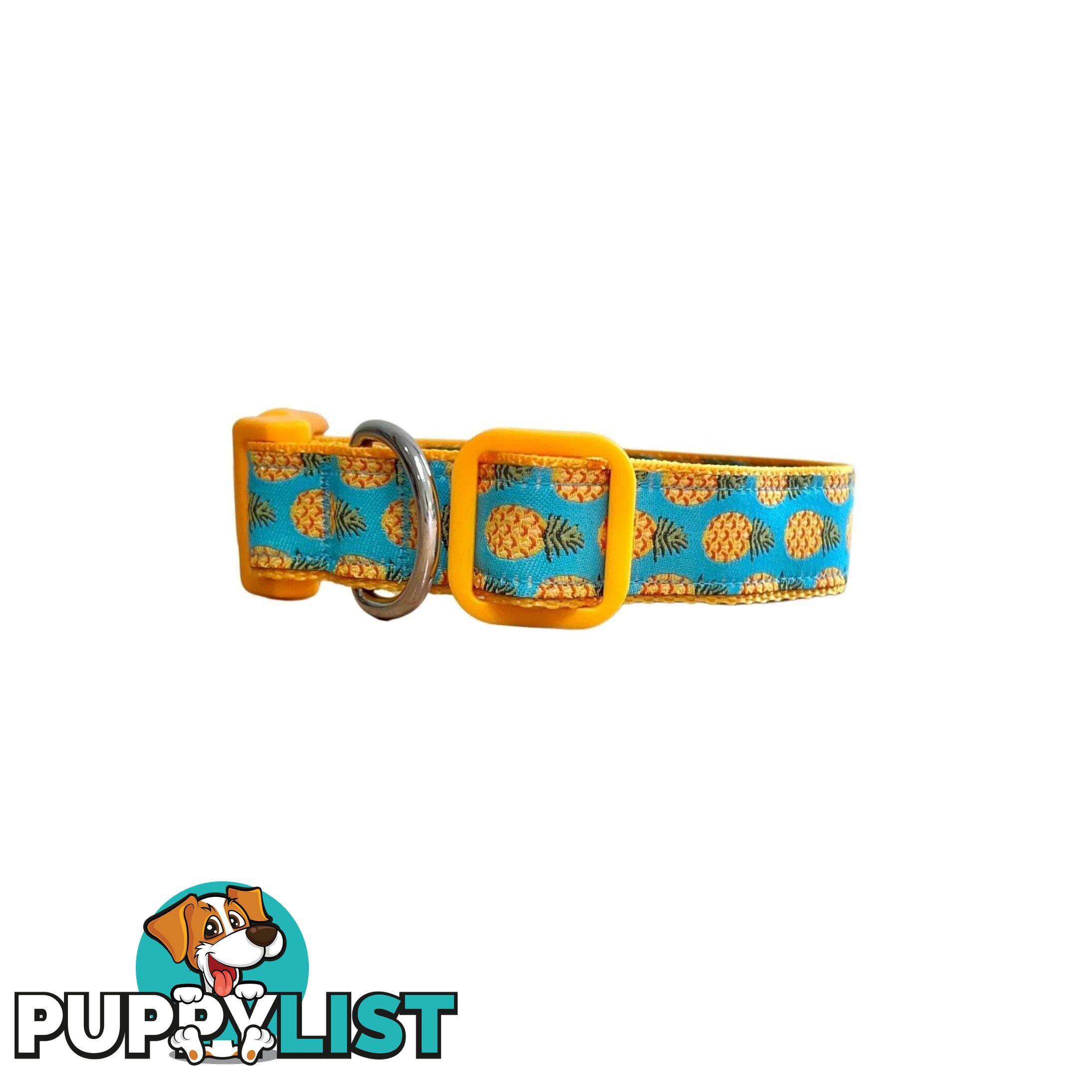 Pineapple Dog Collar - Hand Made by The Bark Side - TBSPIN1M
