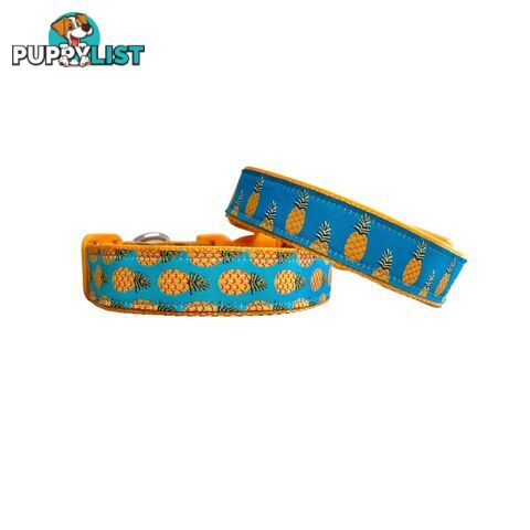 Pineapple Dog Collar - Hand Made by The Bark Side - TBSPIN1M