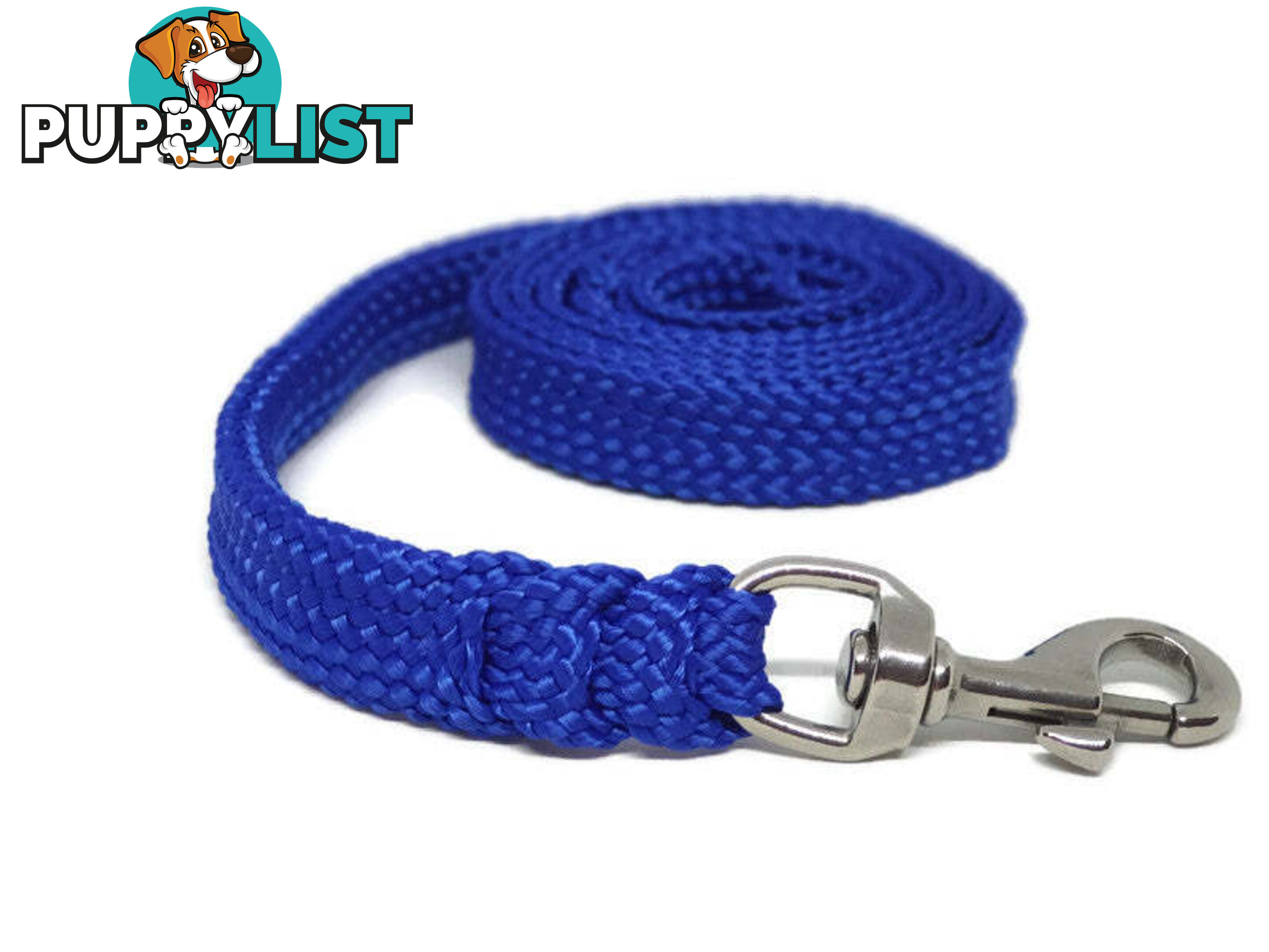 1.8m to 10m Long Dog Lead No Stitching Tough Yarnix 20mm Wide - YNXLD3BRBLU