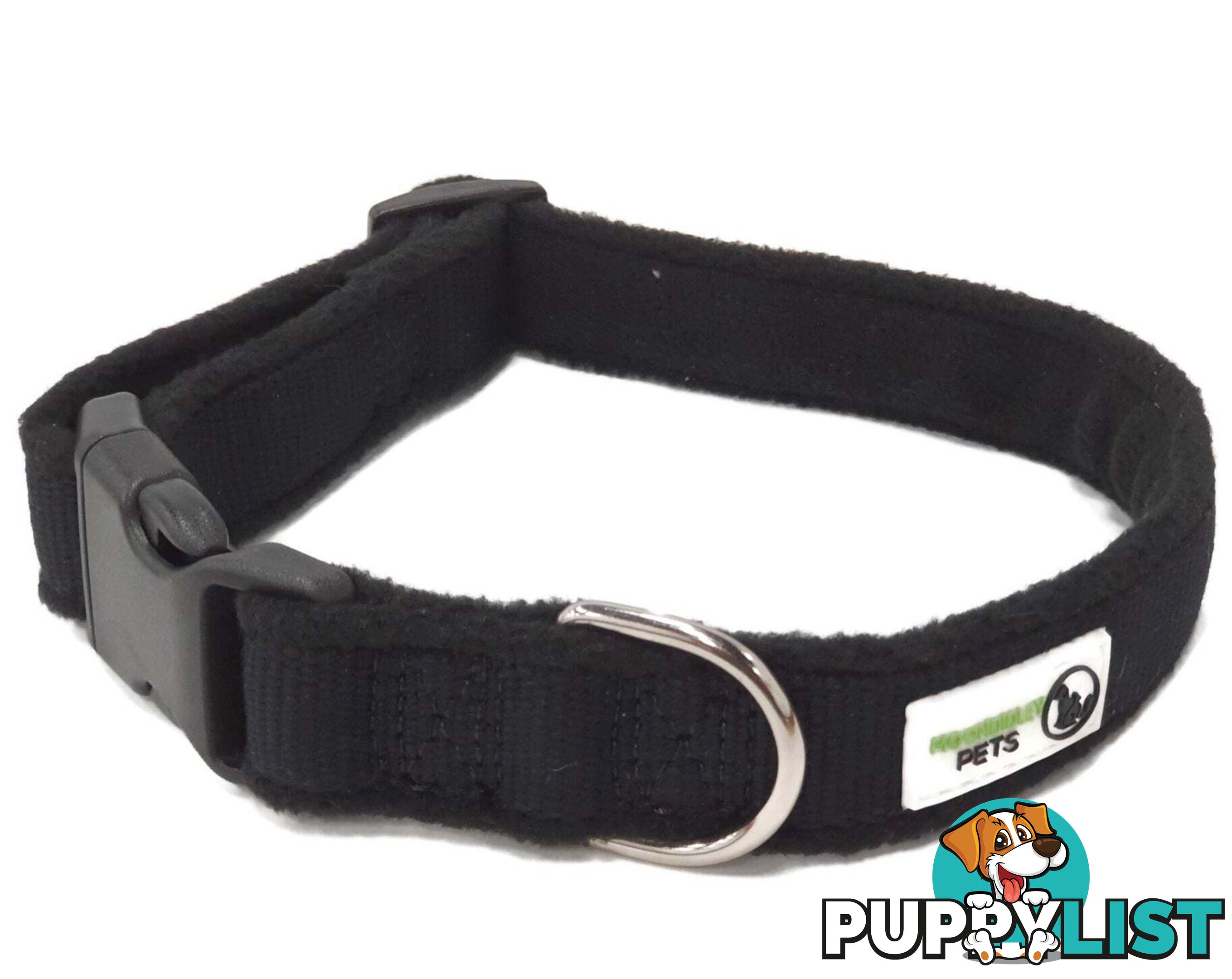 100% Pure Bamboo Fibre w/Fleece Lining Dog Collar Plastic Buckle - Moondidley Pets - MDPCOLFLESGRN