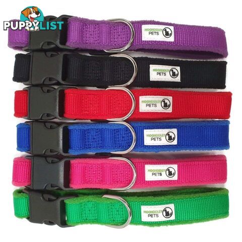 100% Pure Bamboo Fibre w/Fleece Lining Dog Collar Plastic Buckle - Moondidley Pets - MDPCOLFLESGRN