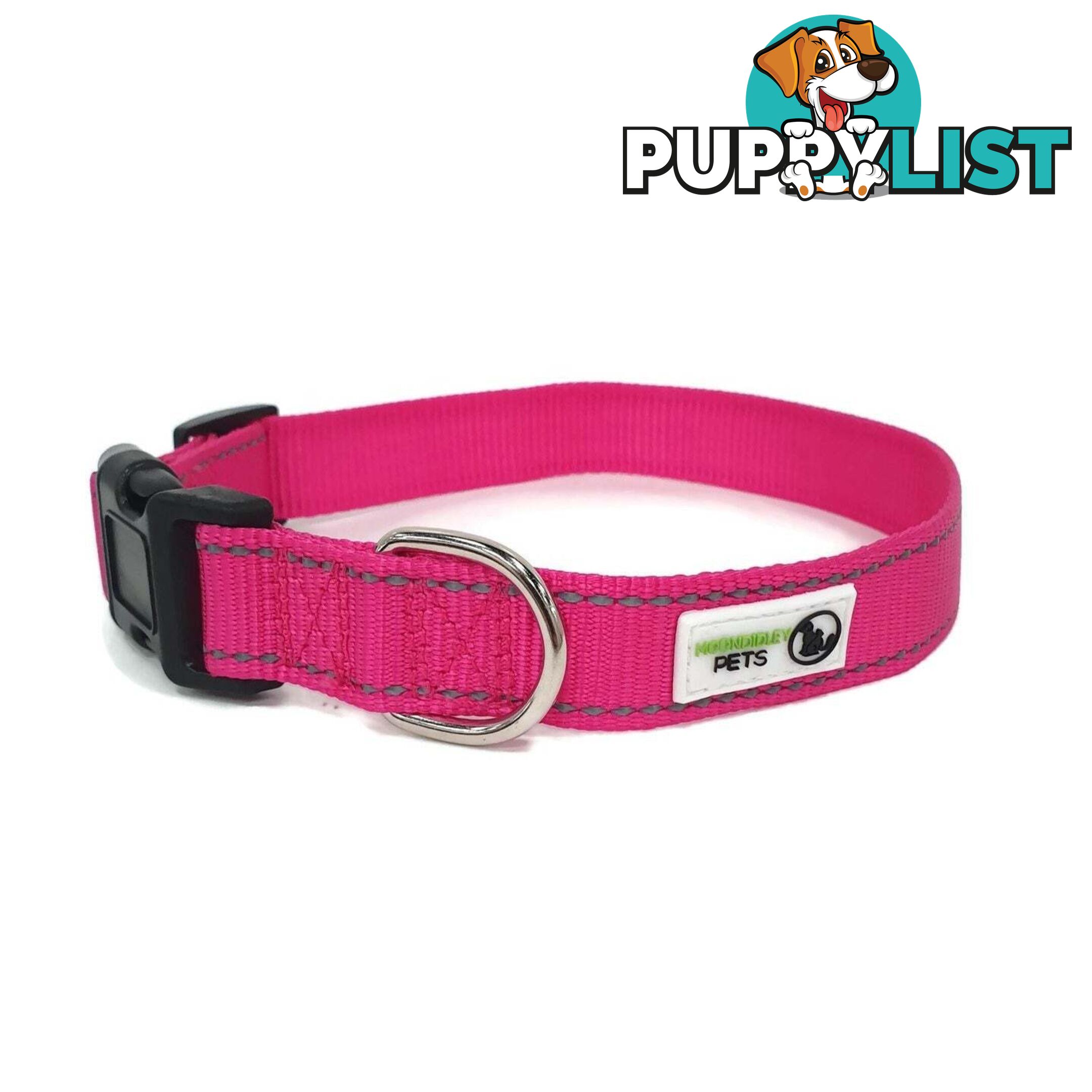 Nylon w/Reflective Stitching Dog Collar - Moondidley Pets - MDPCOLREFXLLBLU