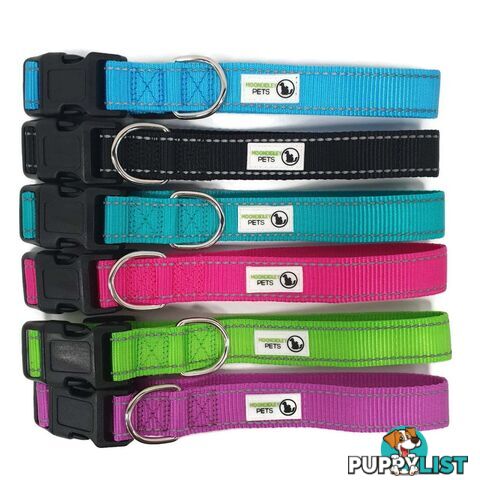 Nylon w/Reflective Stitching Dog Collar - Moondidley Pets - MDPCOLREFXLLBLU