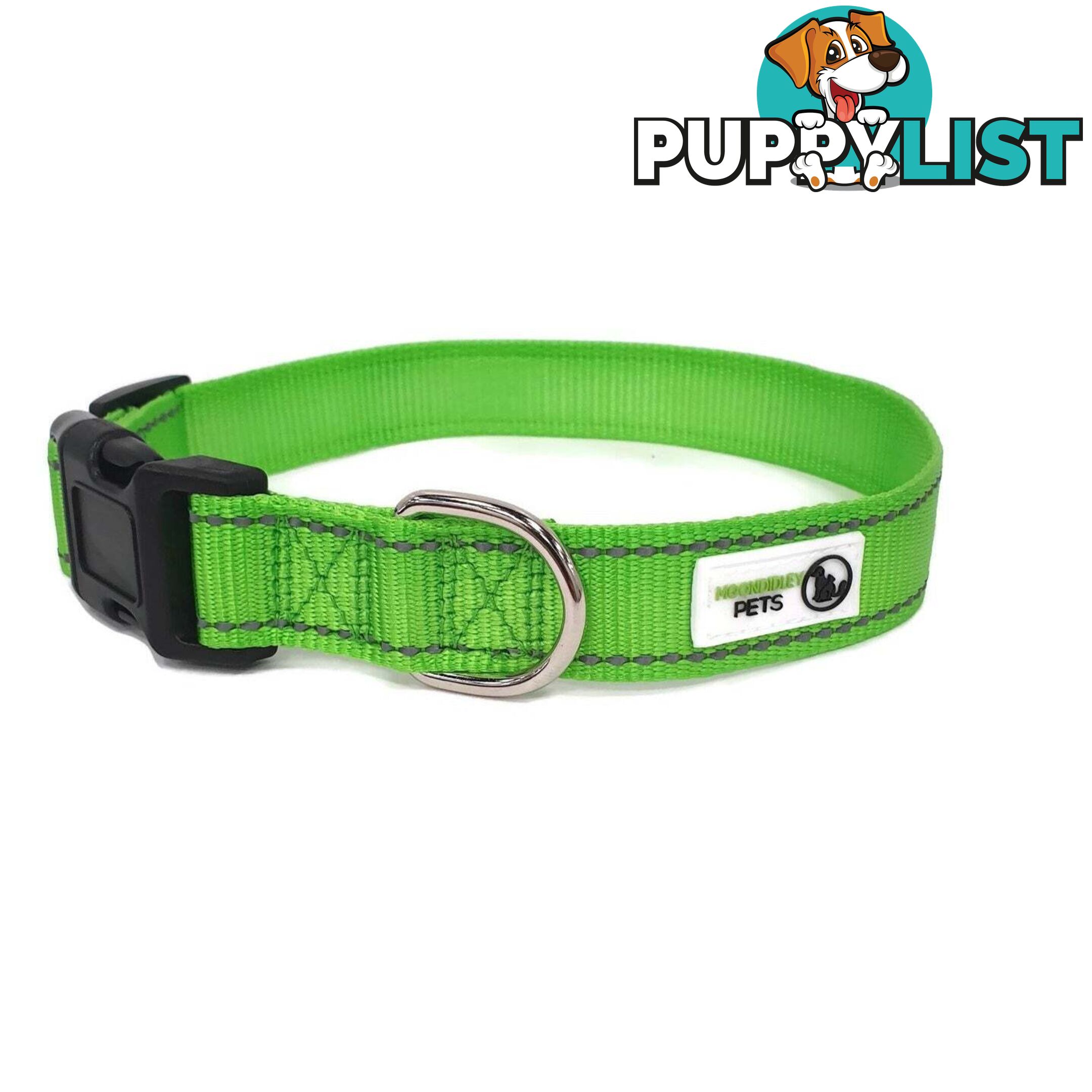 Nylon w/Reflective Stitching Dog Collar - Moondidley Pets - MDPCOLREFXLLBLU