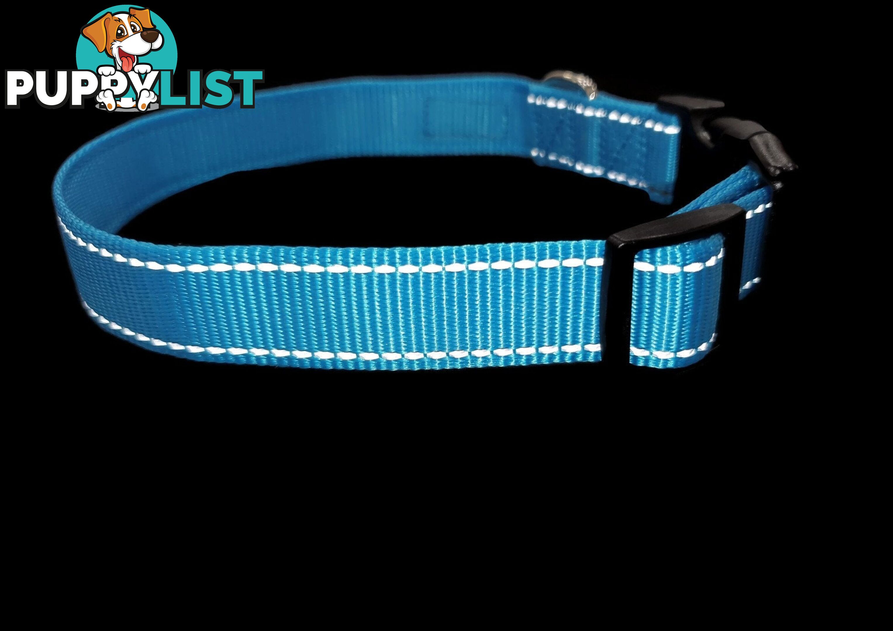 Nylon w/Reflective Stitching Dog Collar - Moondidley Pets - MDPCOLREFXLLBLU