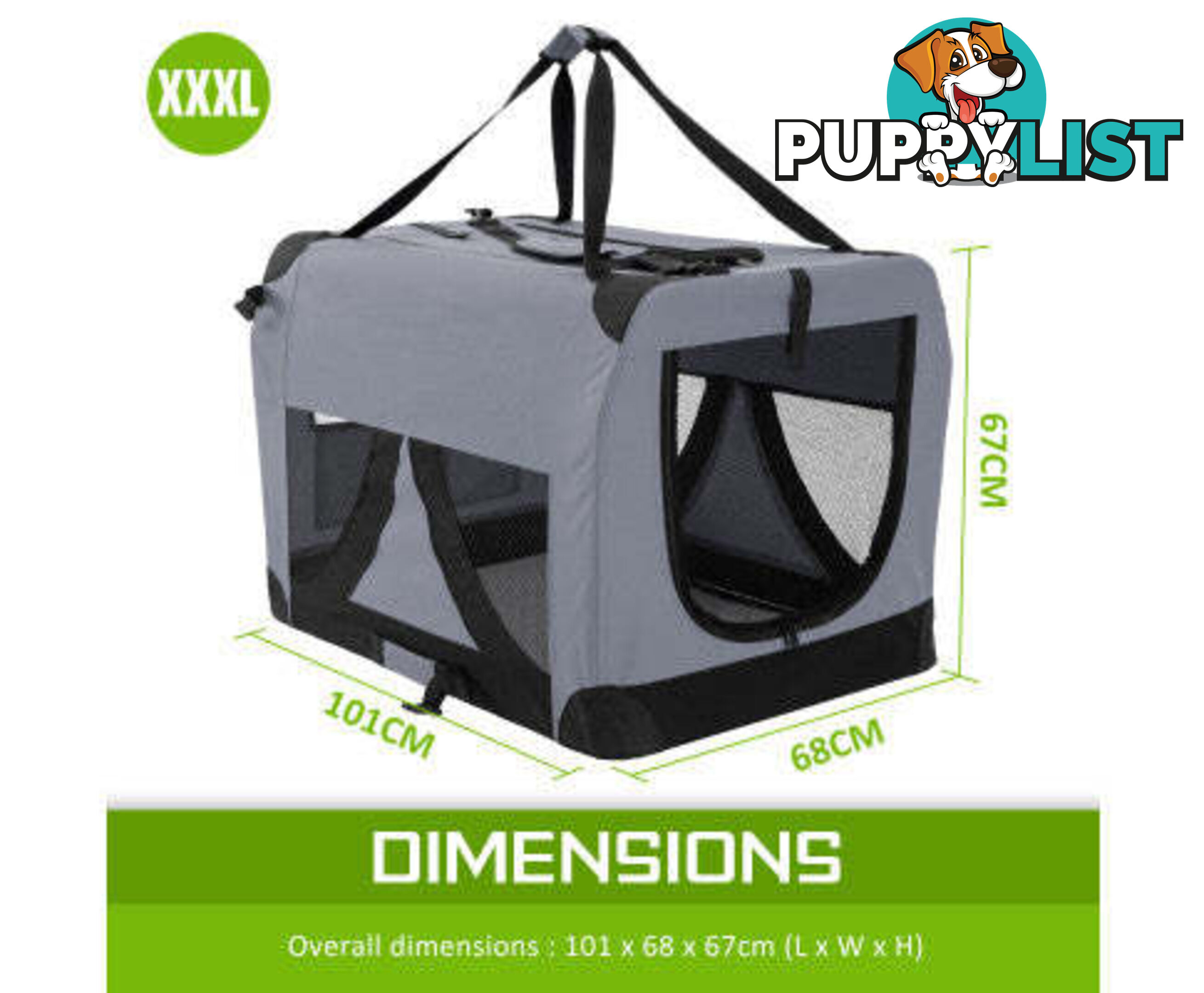 Paw Mate Portable Soft Dog Cage Crate Carrier - V274-PET-3002XL-GY